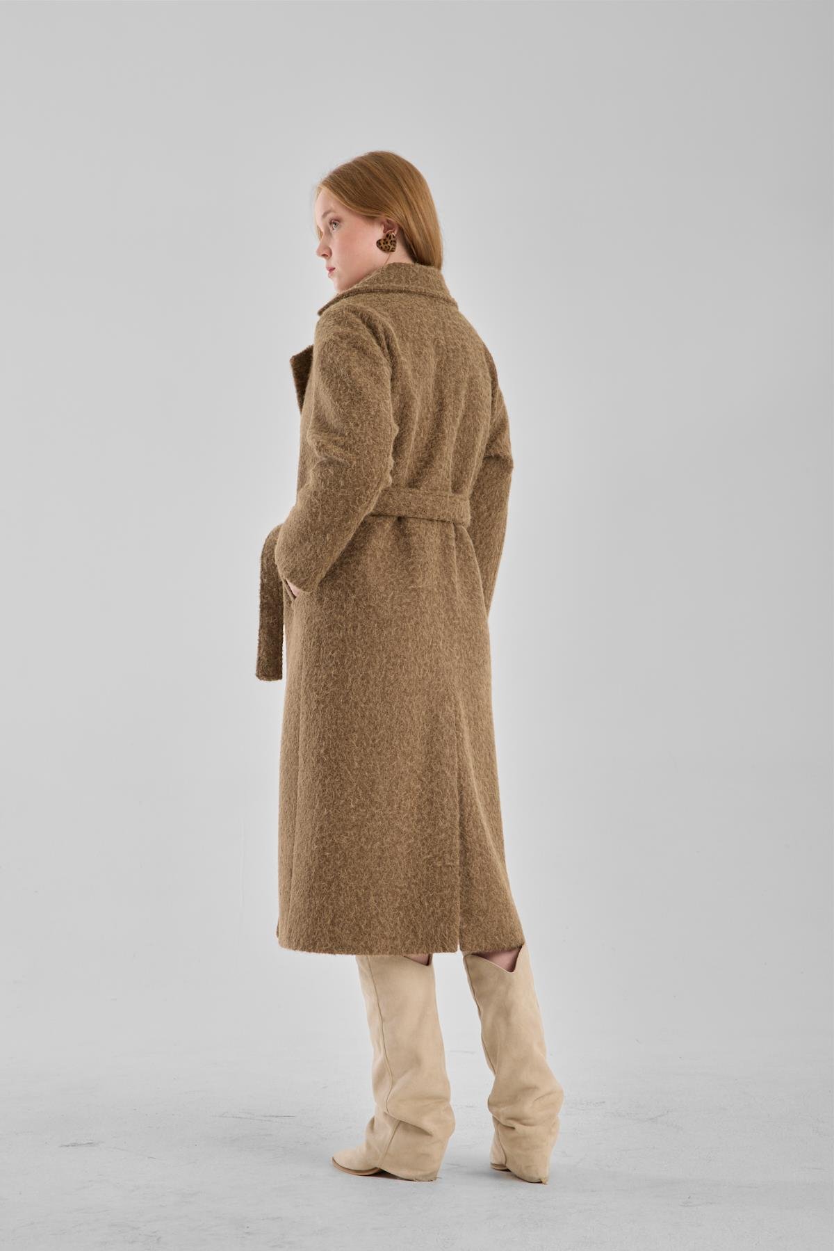 Haki Buklet Kaşe Oversize Kaban