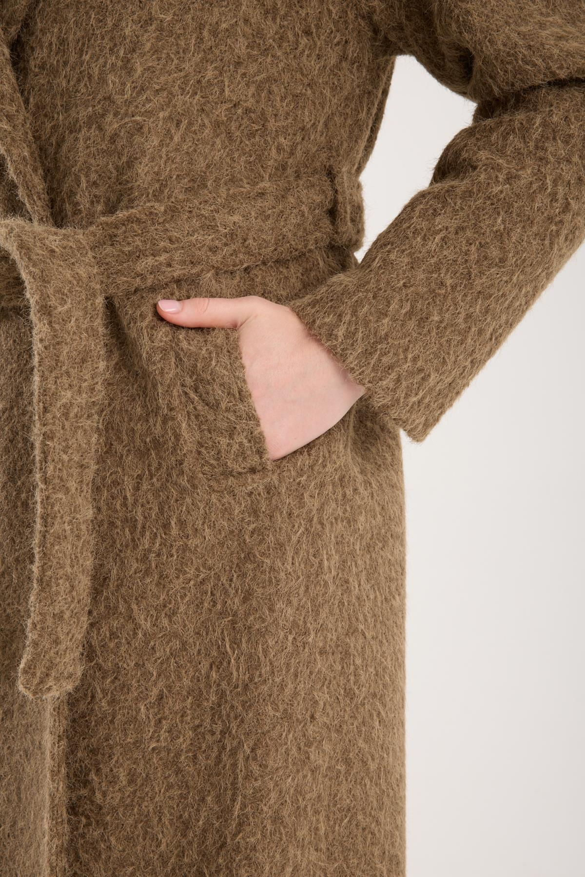 Haki Buklet Kaşe Oversize Kaban