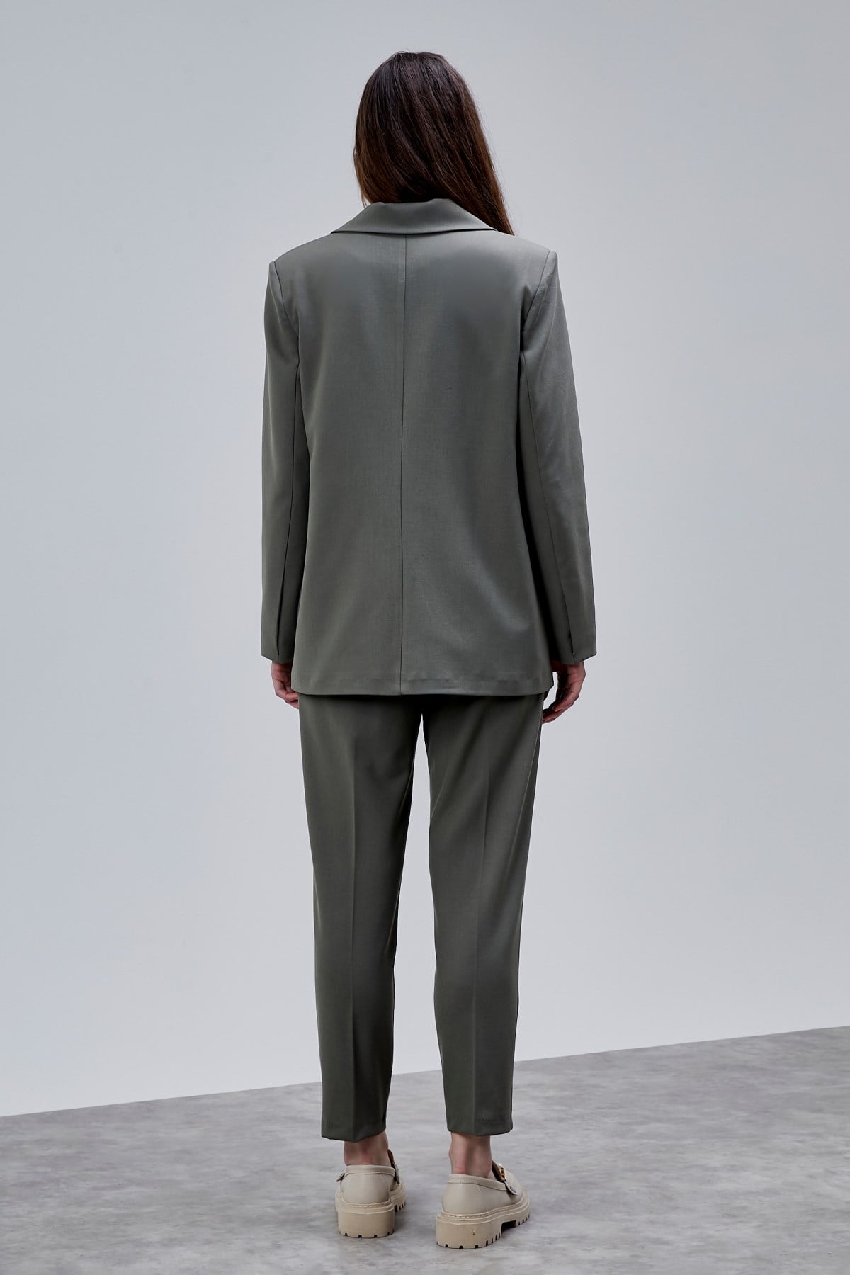 Haki Kruvaze Regular Blazer Takım