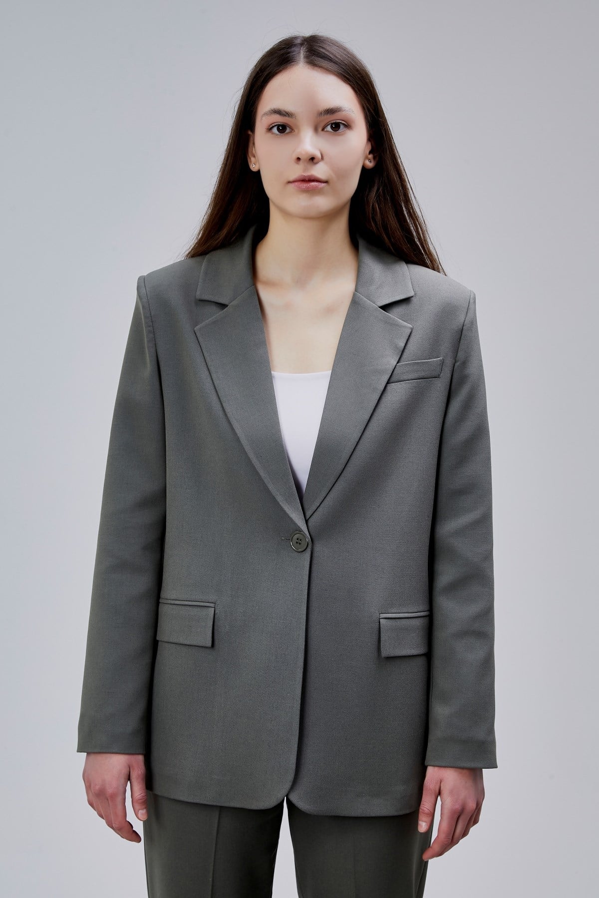 Haki Kruvaze Regular Blazer Takım