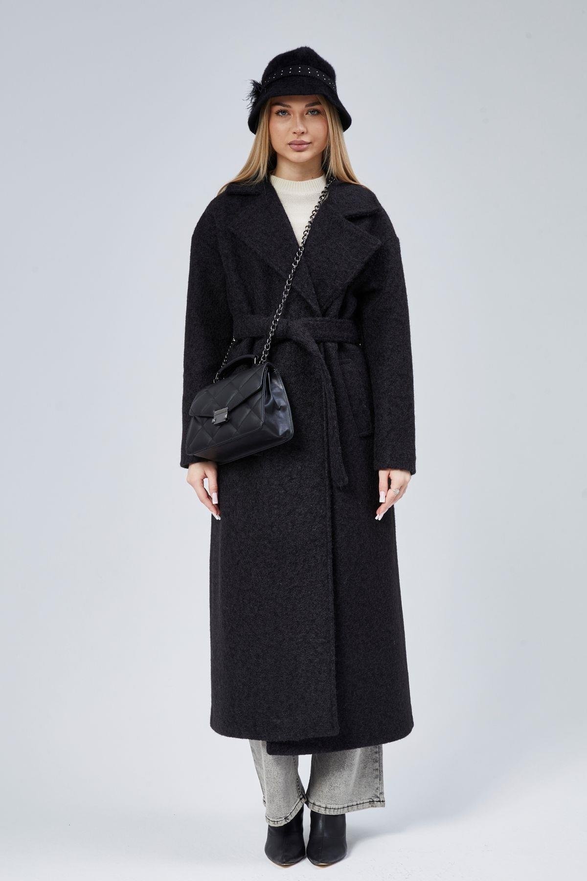 Kadın Buklet Kaşe Oversize Kaban