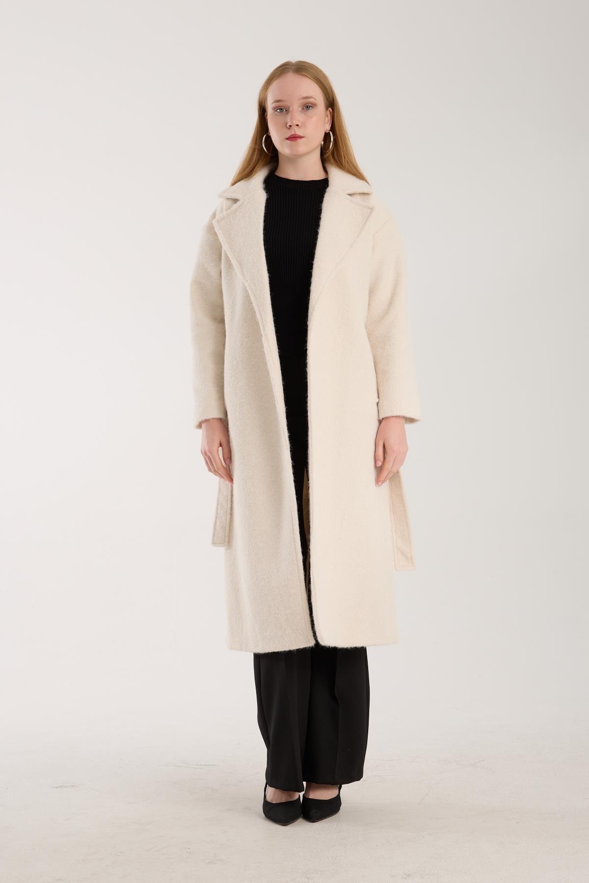 Kadın Buklet Kaşe Oversize Kaban