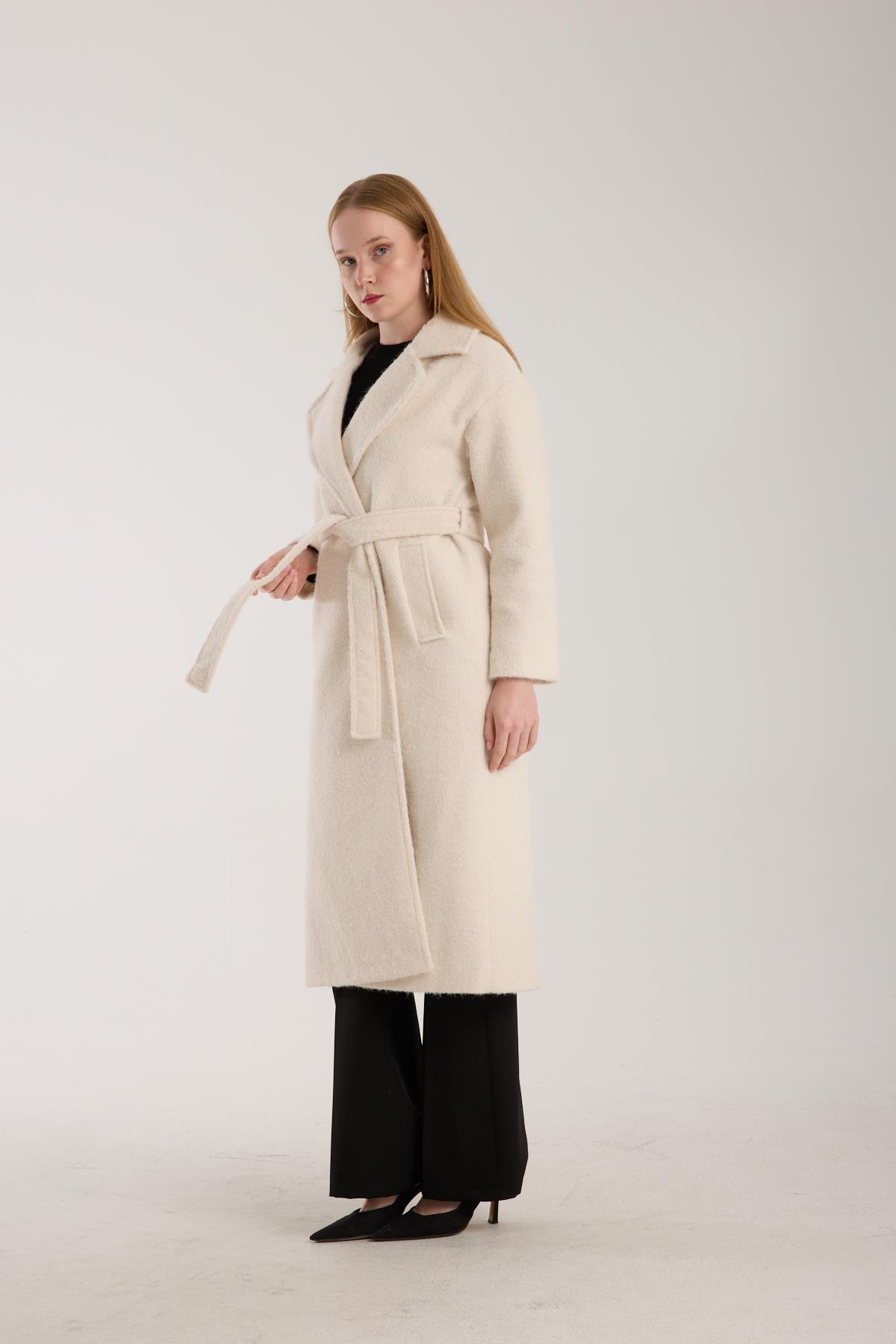 Kadın Buklet Kaşe Oversize Kaban