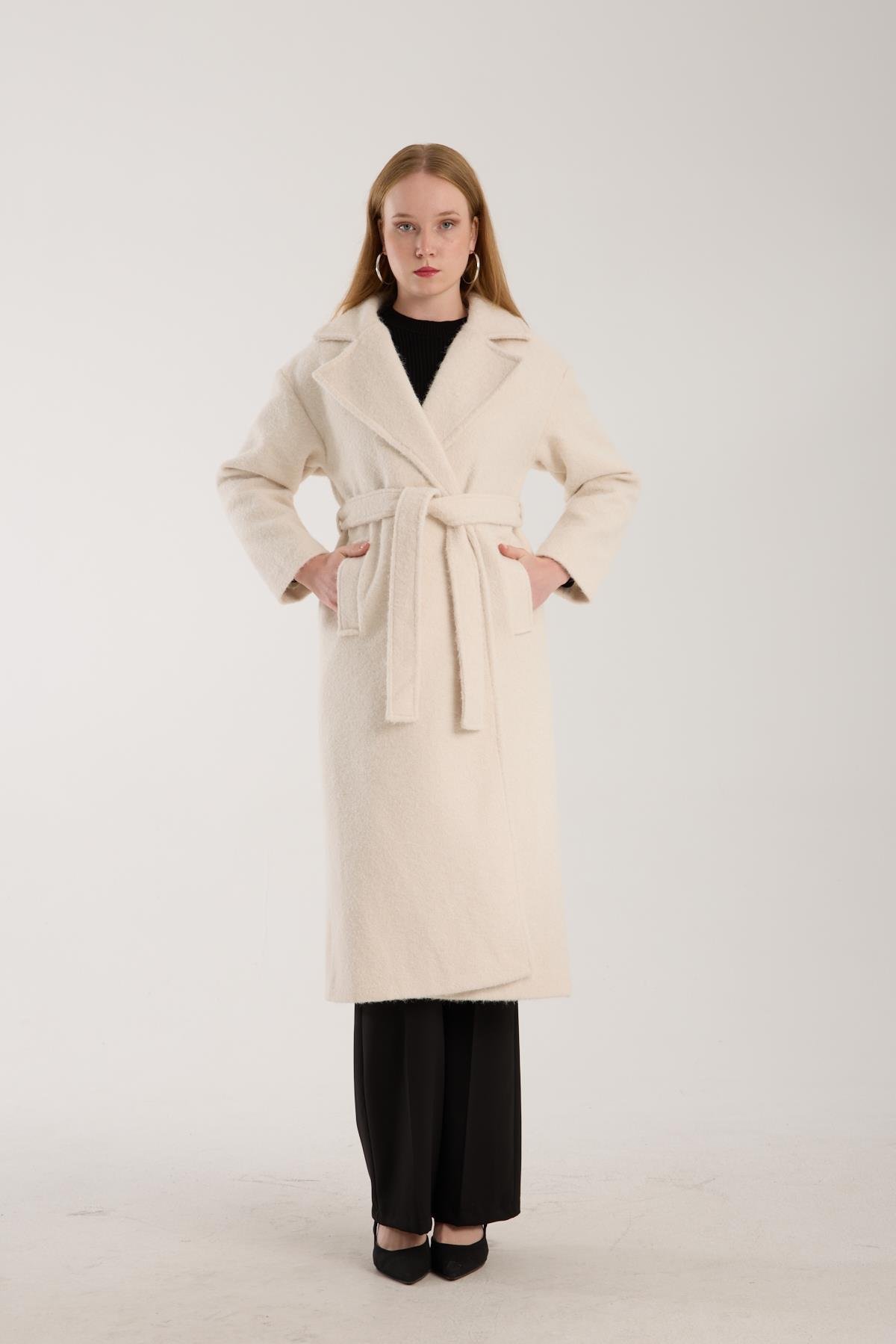 Kadın Buklet Kaşe Oversize Kaban