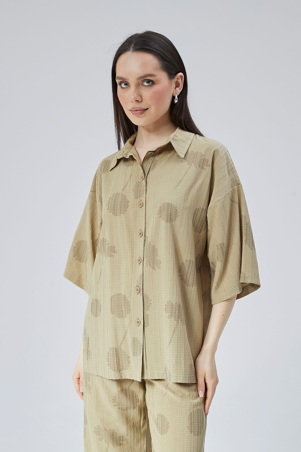 Kadın Haki Oversize Gömlek