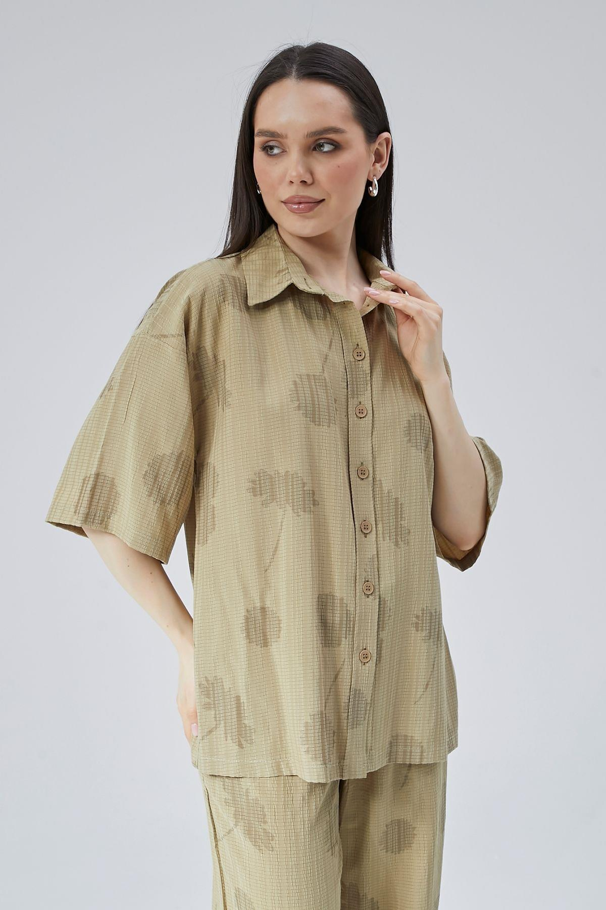 Kadın Haki Oversize Gömlek