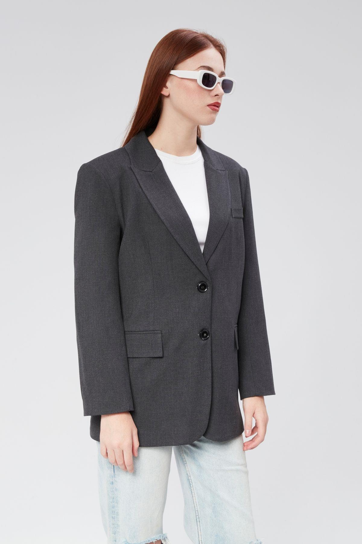 Kadın Kolu Katlama Detaylı Blazer Ceket