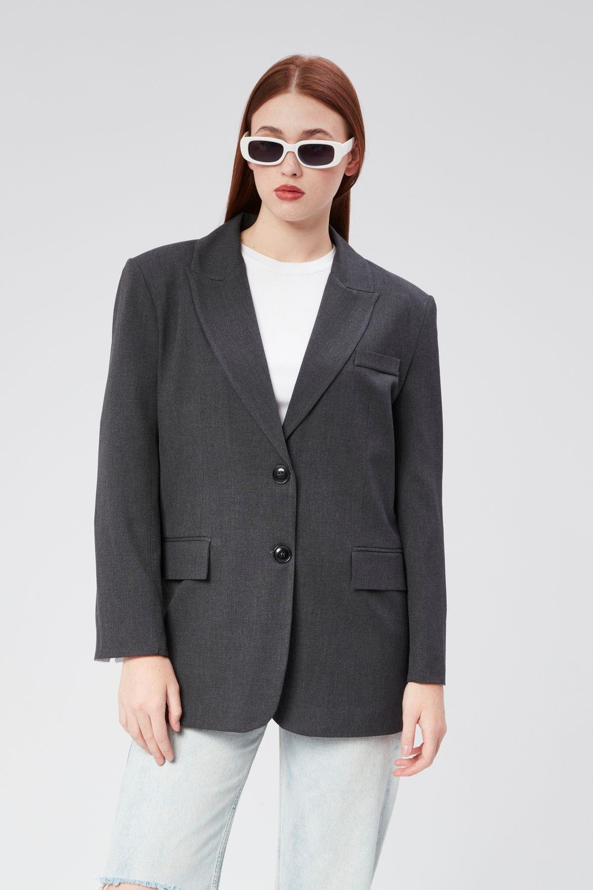Kadın Kolu Katlama Detaylı Blazer Ceket