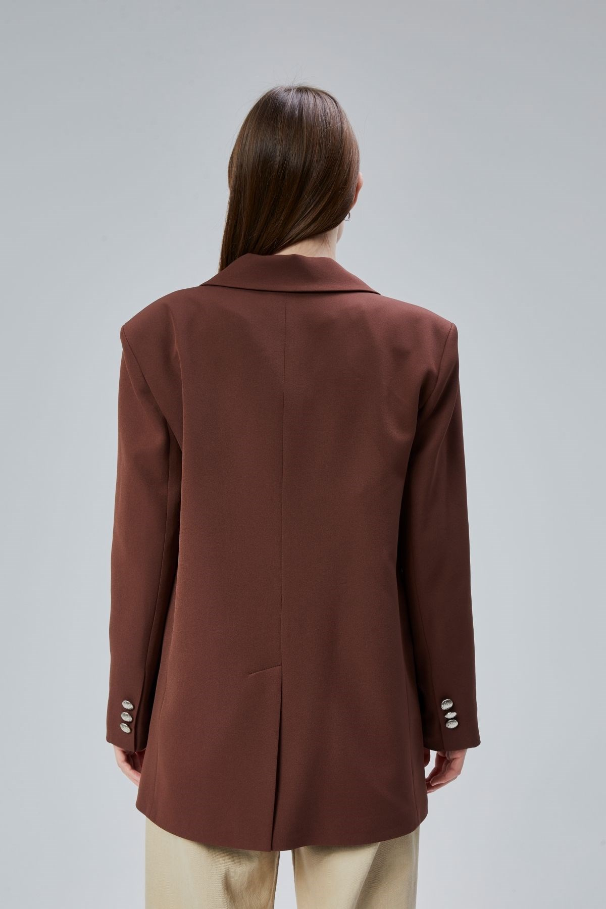 Kadın Oversize Astarlı Dokuma Blazer Ceket