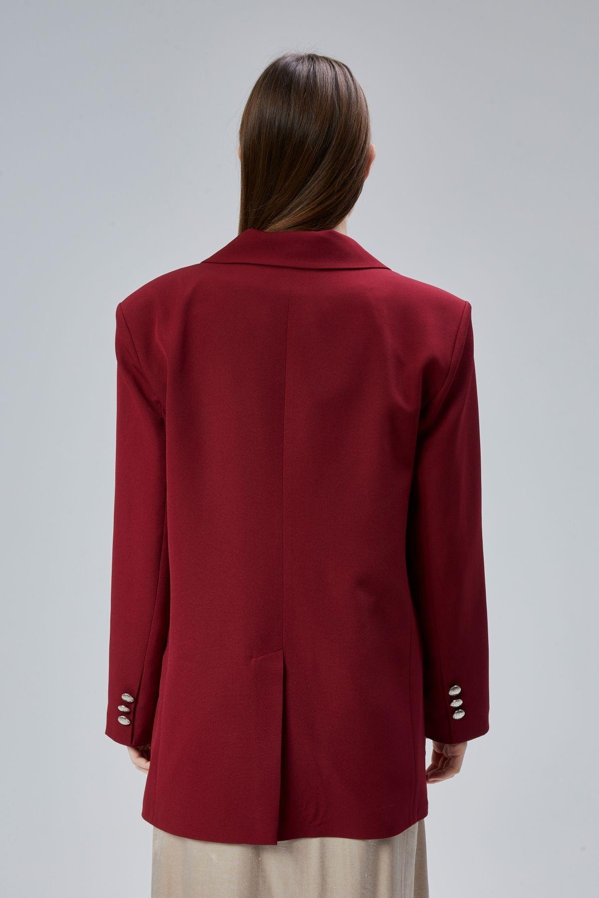 Kadın Oversize Astarlı Dokuma Blazer Ceket