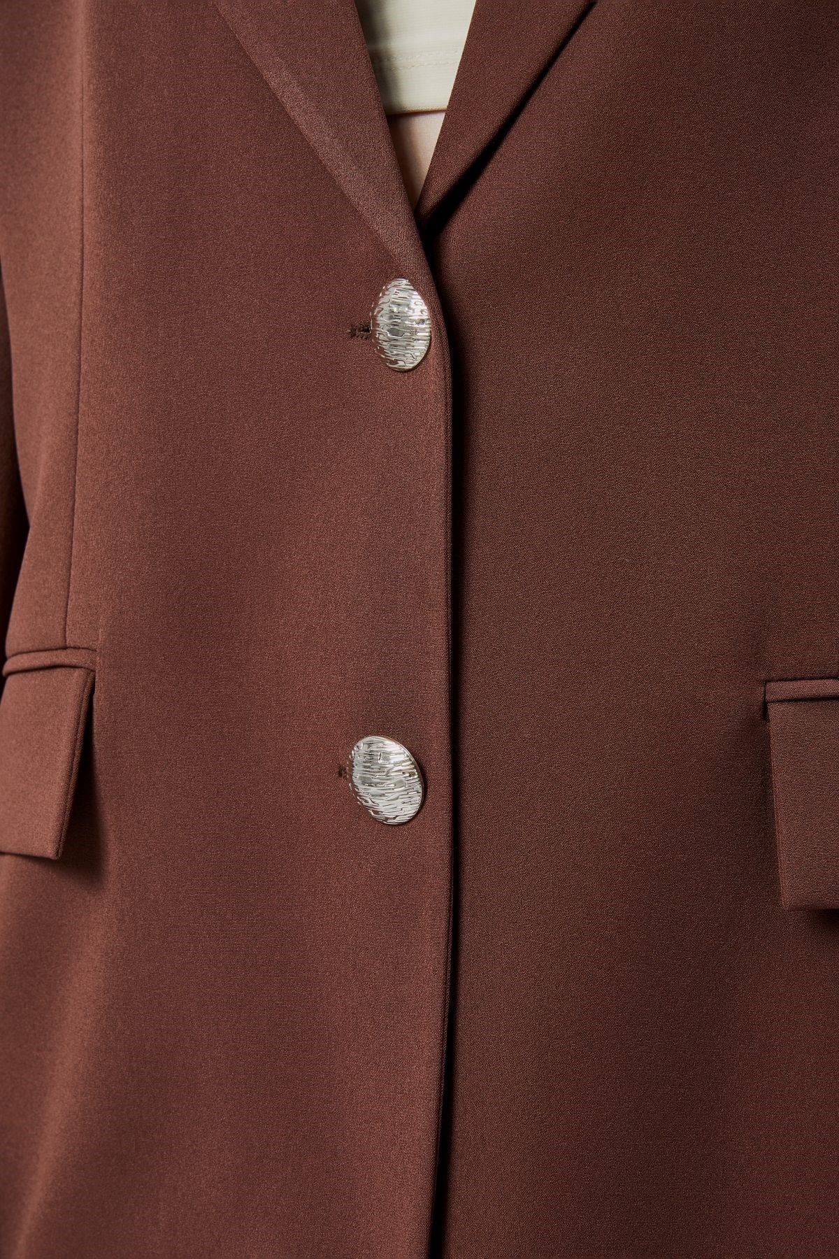 Kadın Oversize Astarlı Dokuma Blazer Ceket