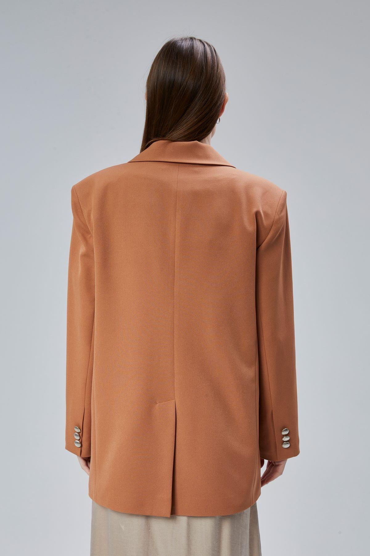 Kadın Oversize Astarlı Dokuma Blazer Ceket