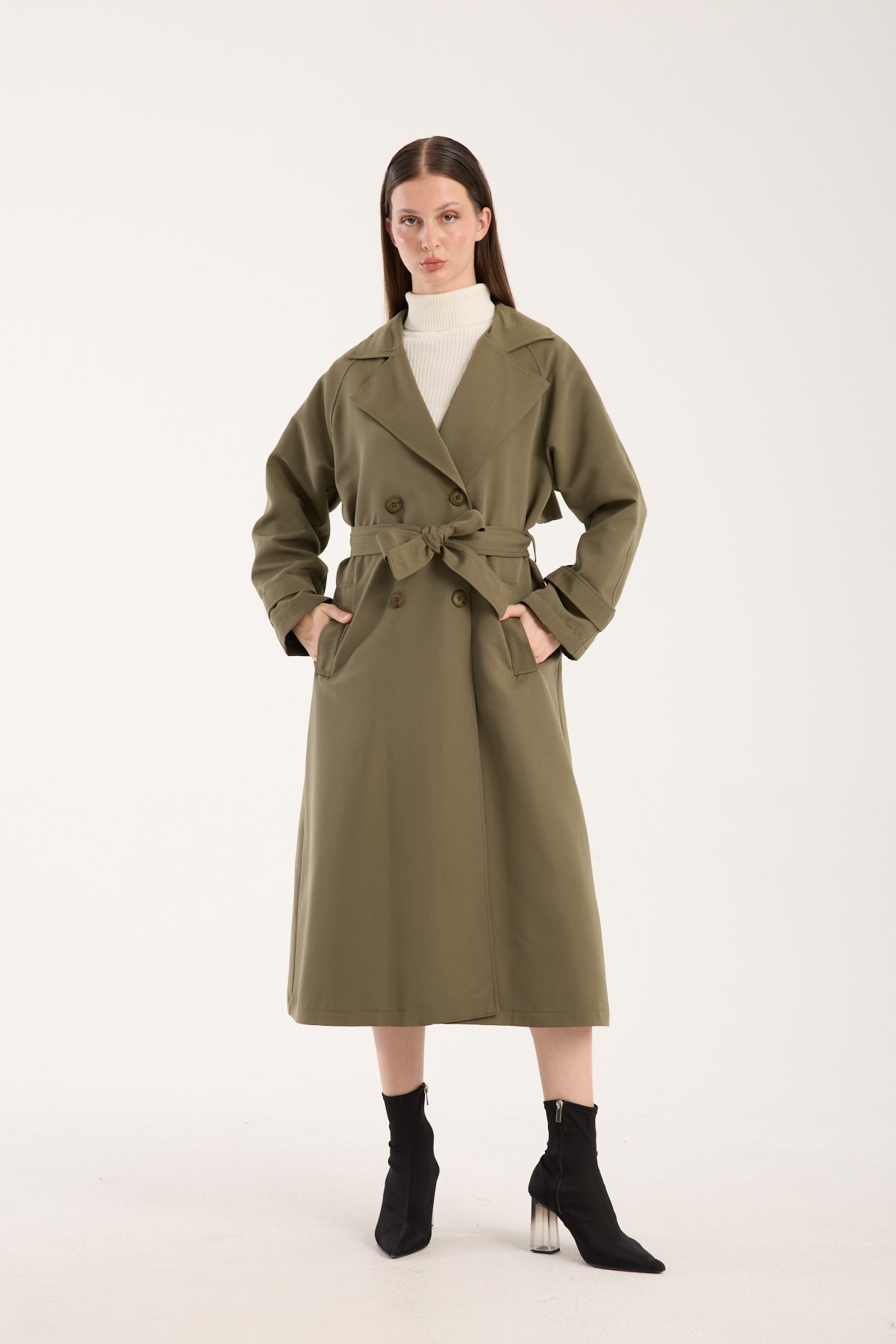 Kadın Oversize Astarlı Trençkot