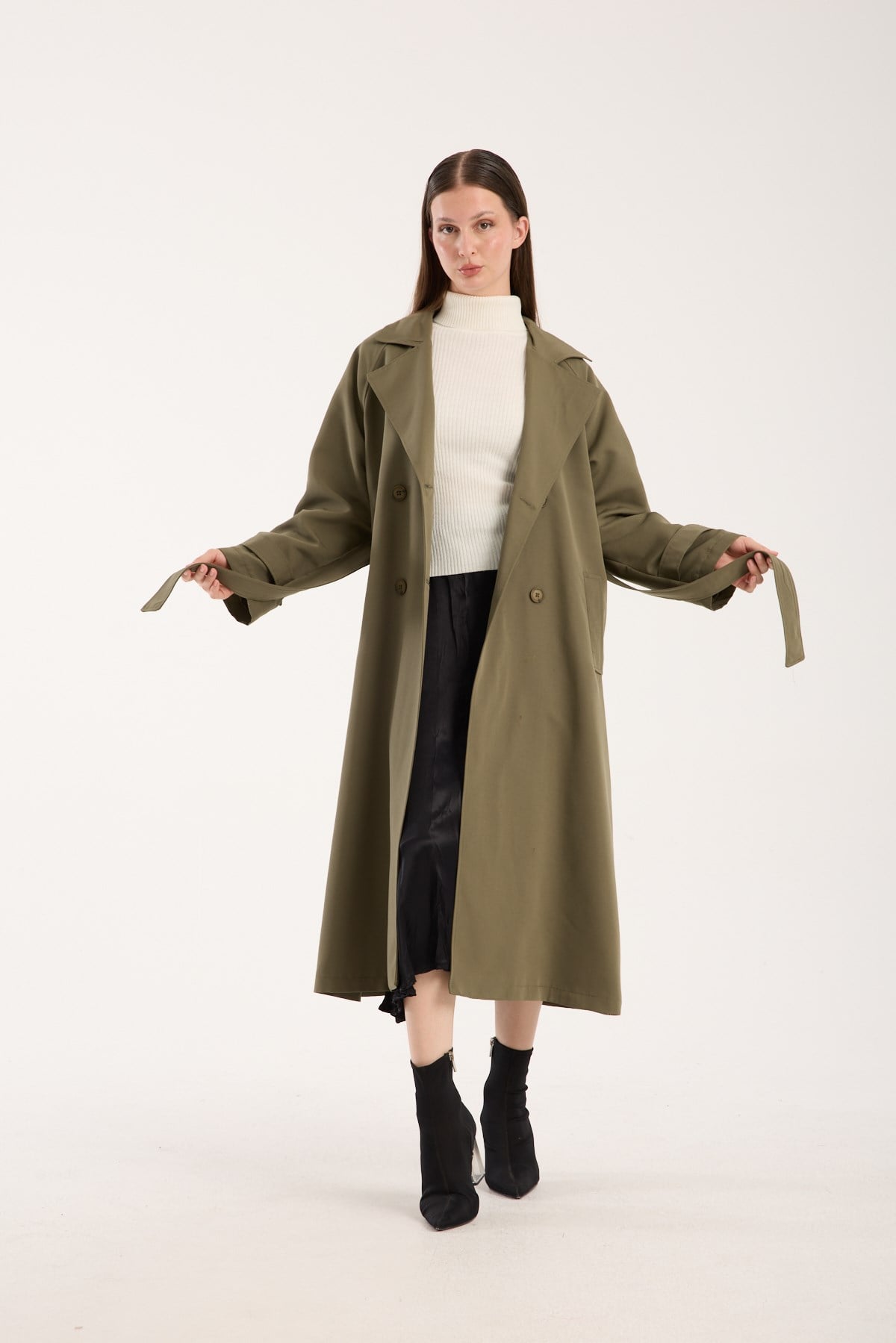 Kadın Oversize Astarlı Trençkot