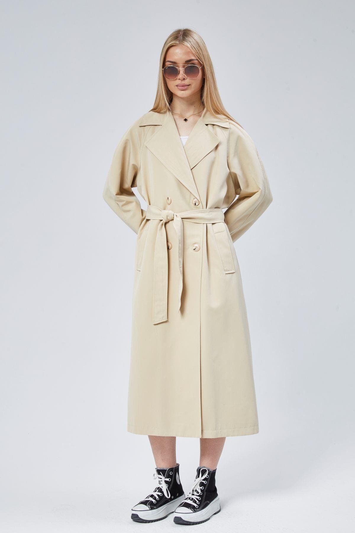 Kadın Oversize Astarlı Trençkot
