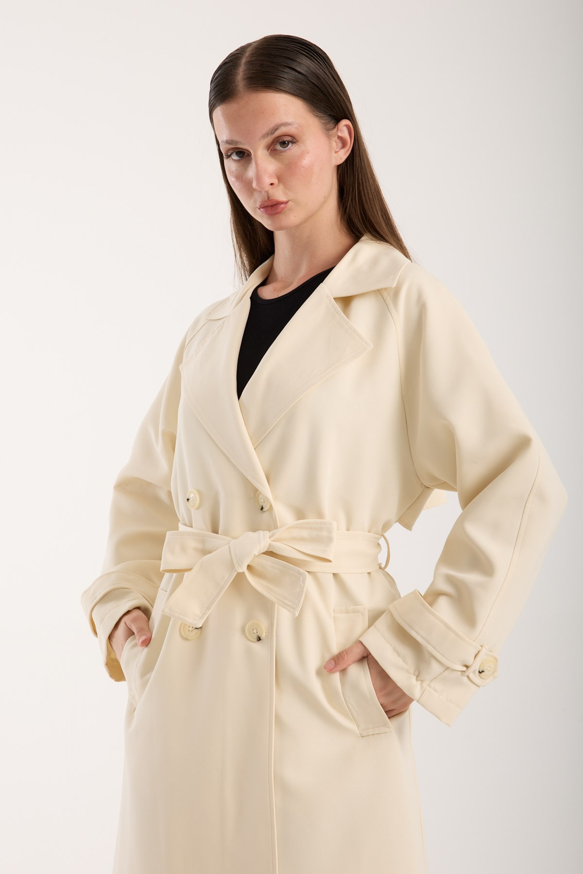 Kadın Oversize Astarlı Trençkot