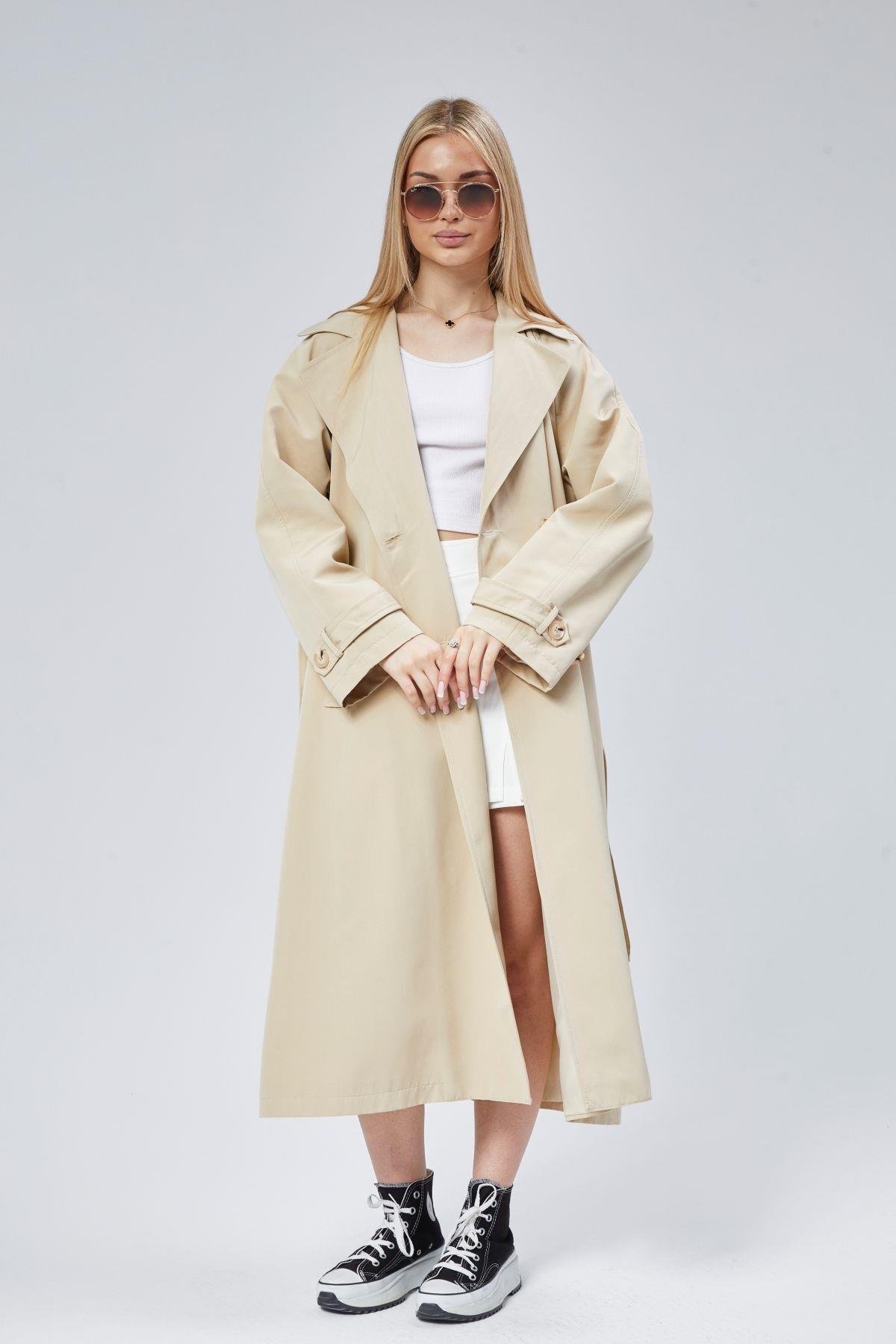 Kadın Oversize Astarlı Trençkot