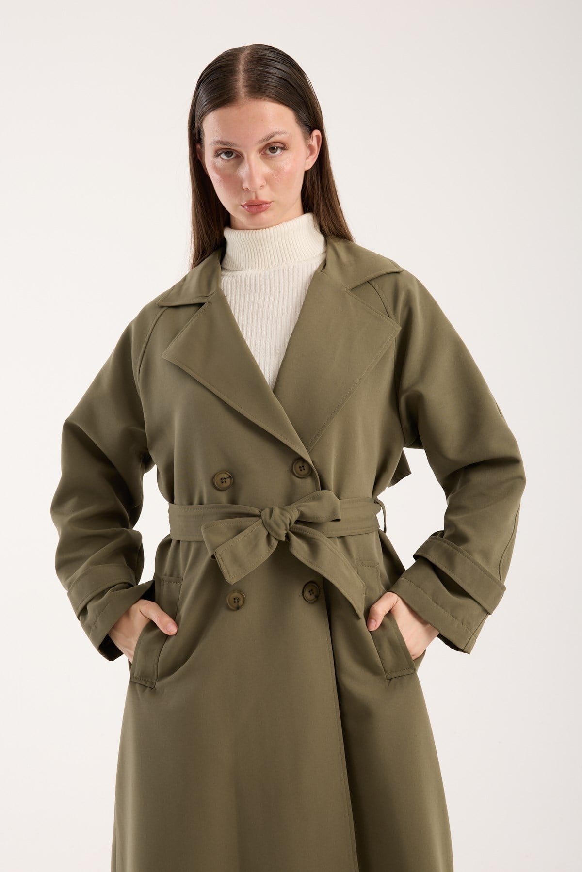 Kadın Oversize Astarlı Trençkot