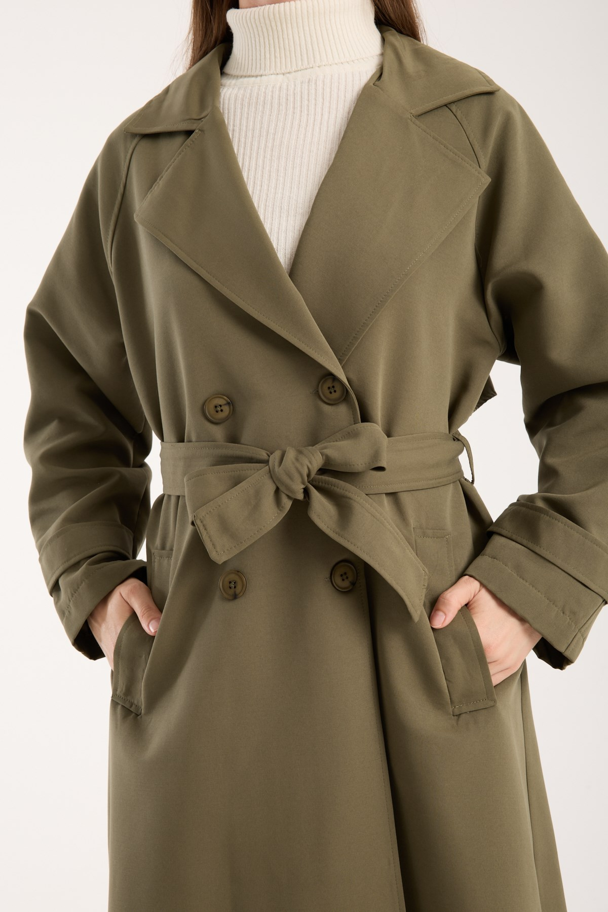 Kadın Oversize Astarlı Trençkot
