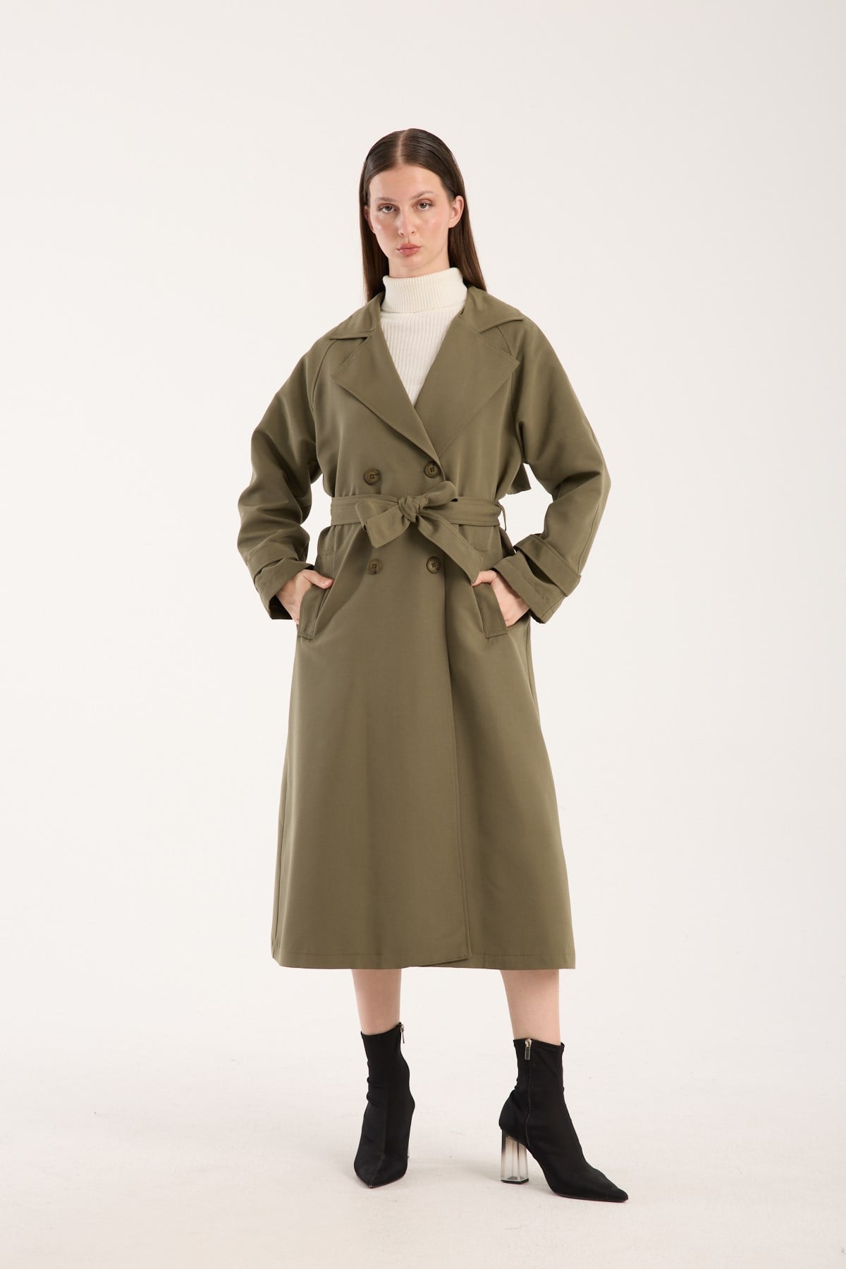 Kadın Oversize Astarlı Trençkot