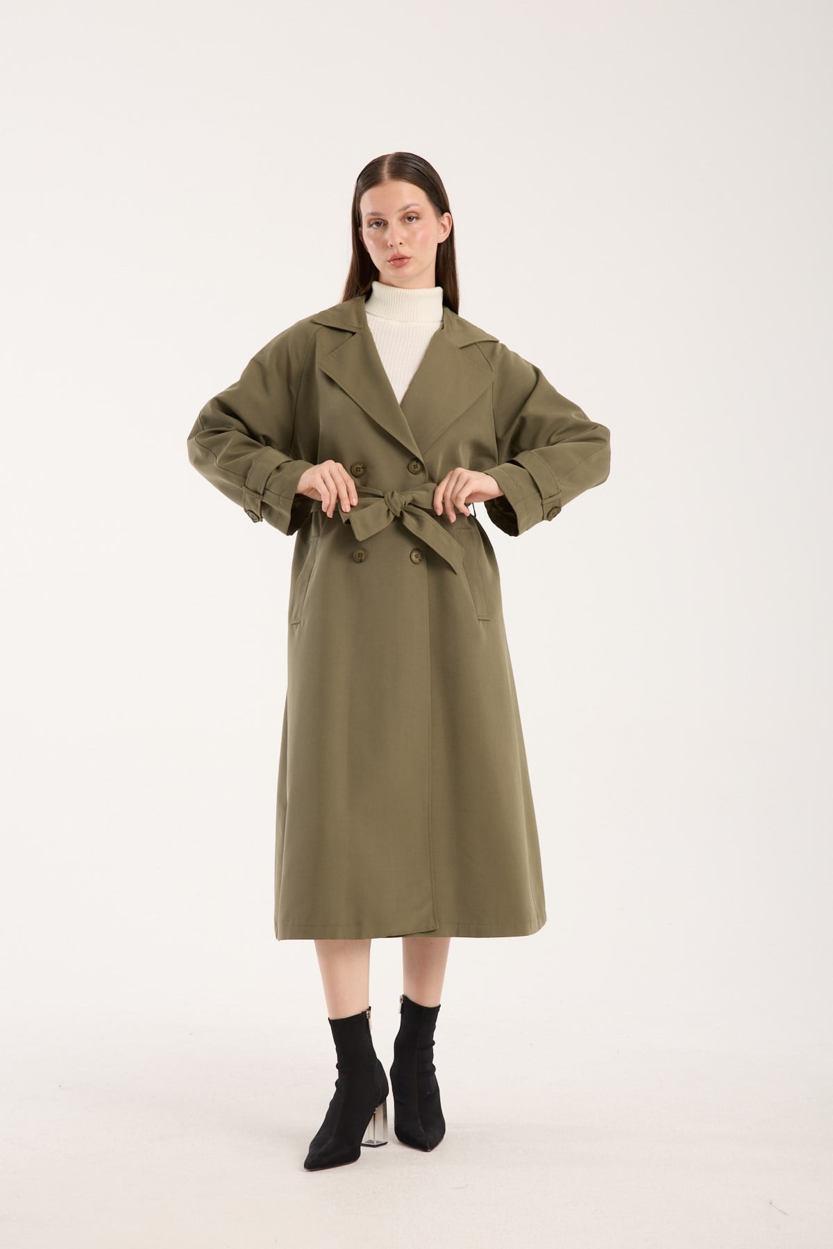 Kadın Oversize Astarlı Trençkot