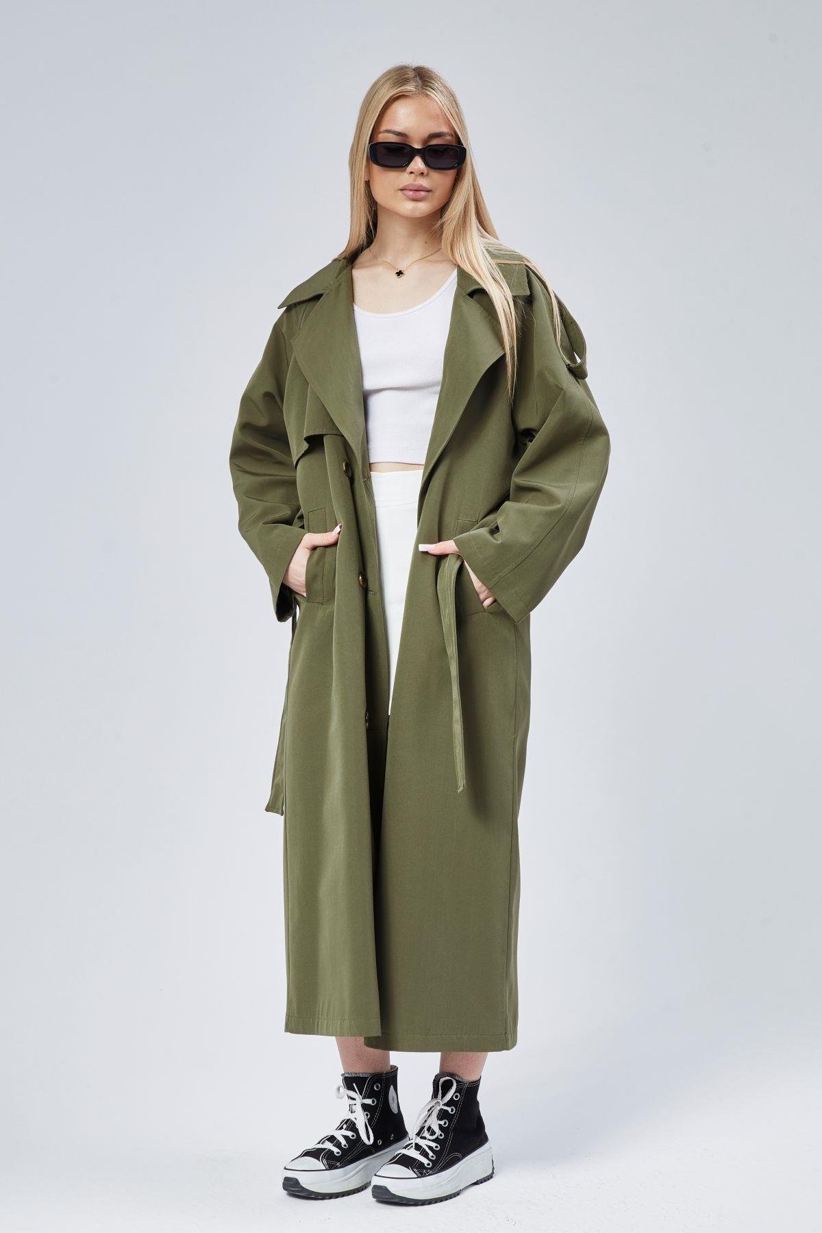 Kadın Oversize Astarlı Trençkot