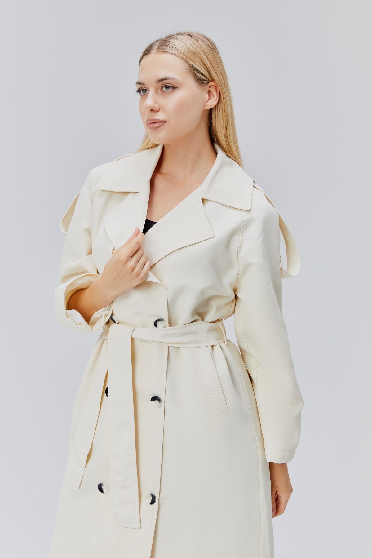 Kadın Oversize Astarlı Uzun Trençkot
