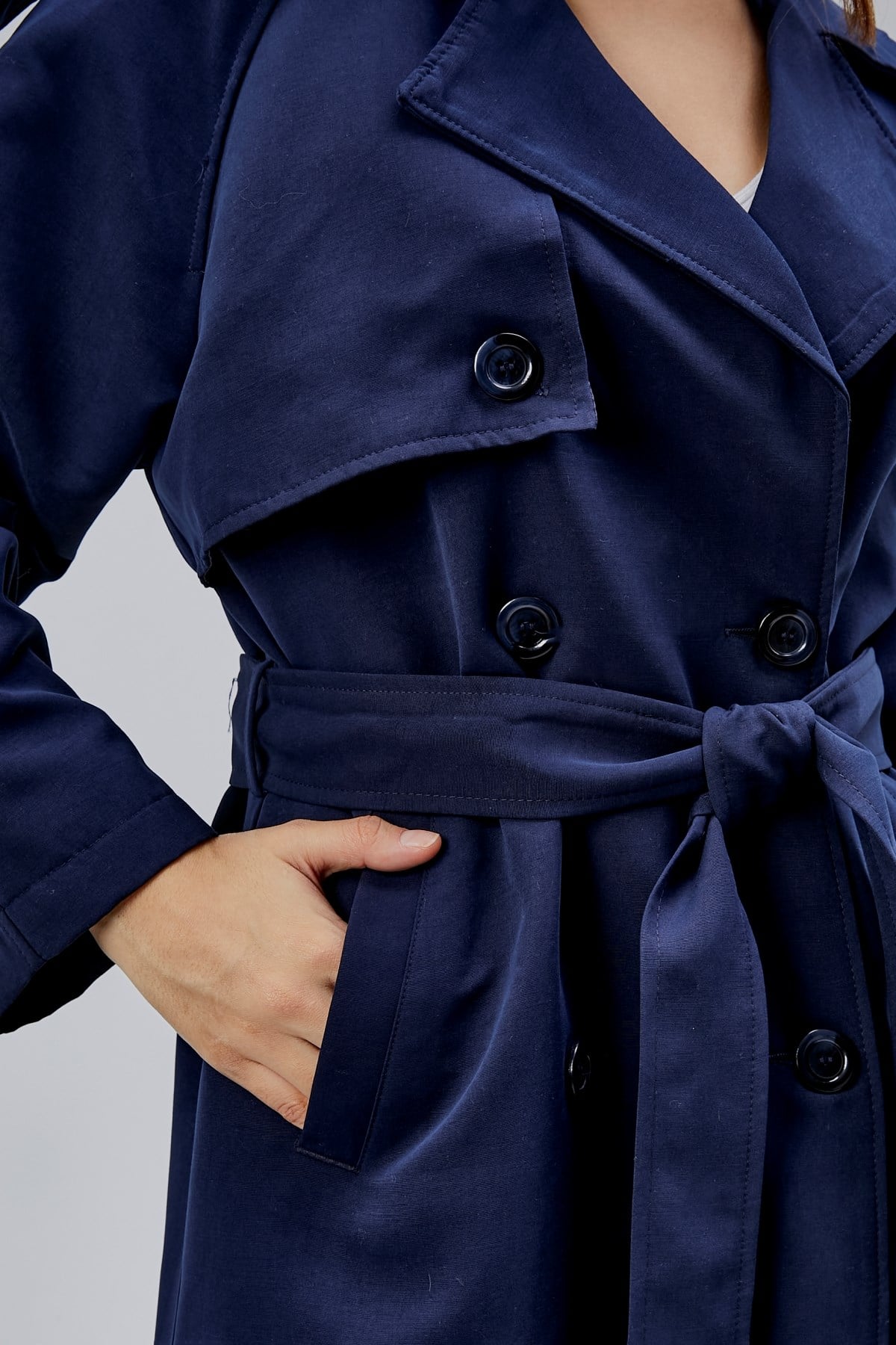 Kadın Oversize Astarlı Uzun Trençkot