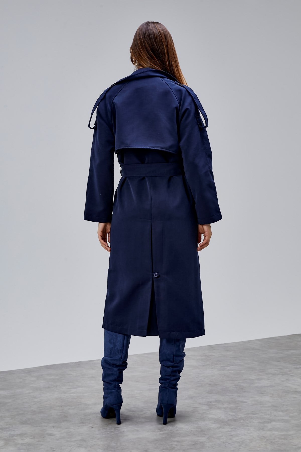 Kadın Oversize Astarlı Uzun Trençkot