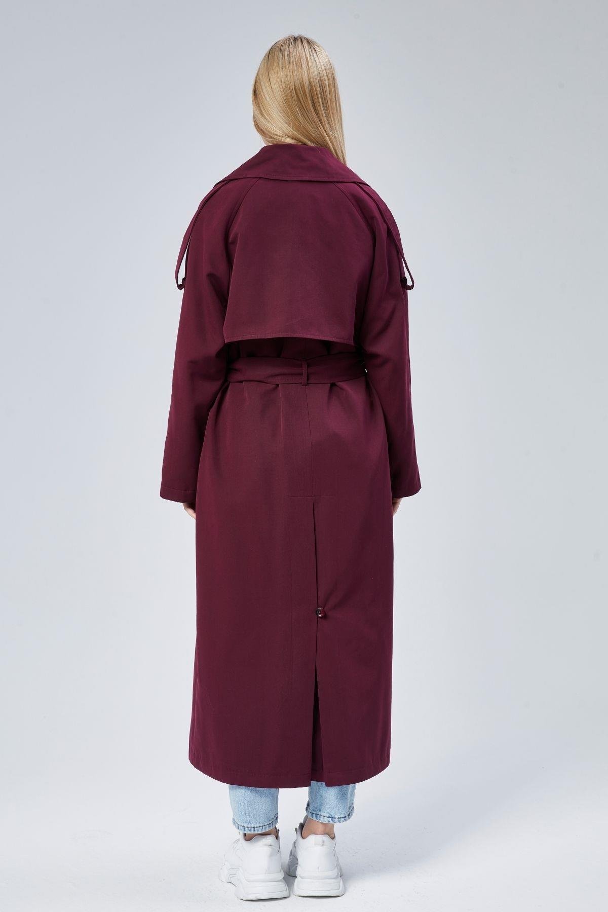 Kadın Oversize Astarlı Uzun Trençkot