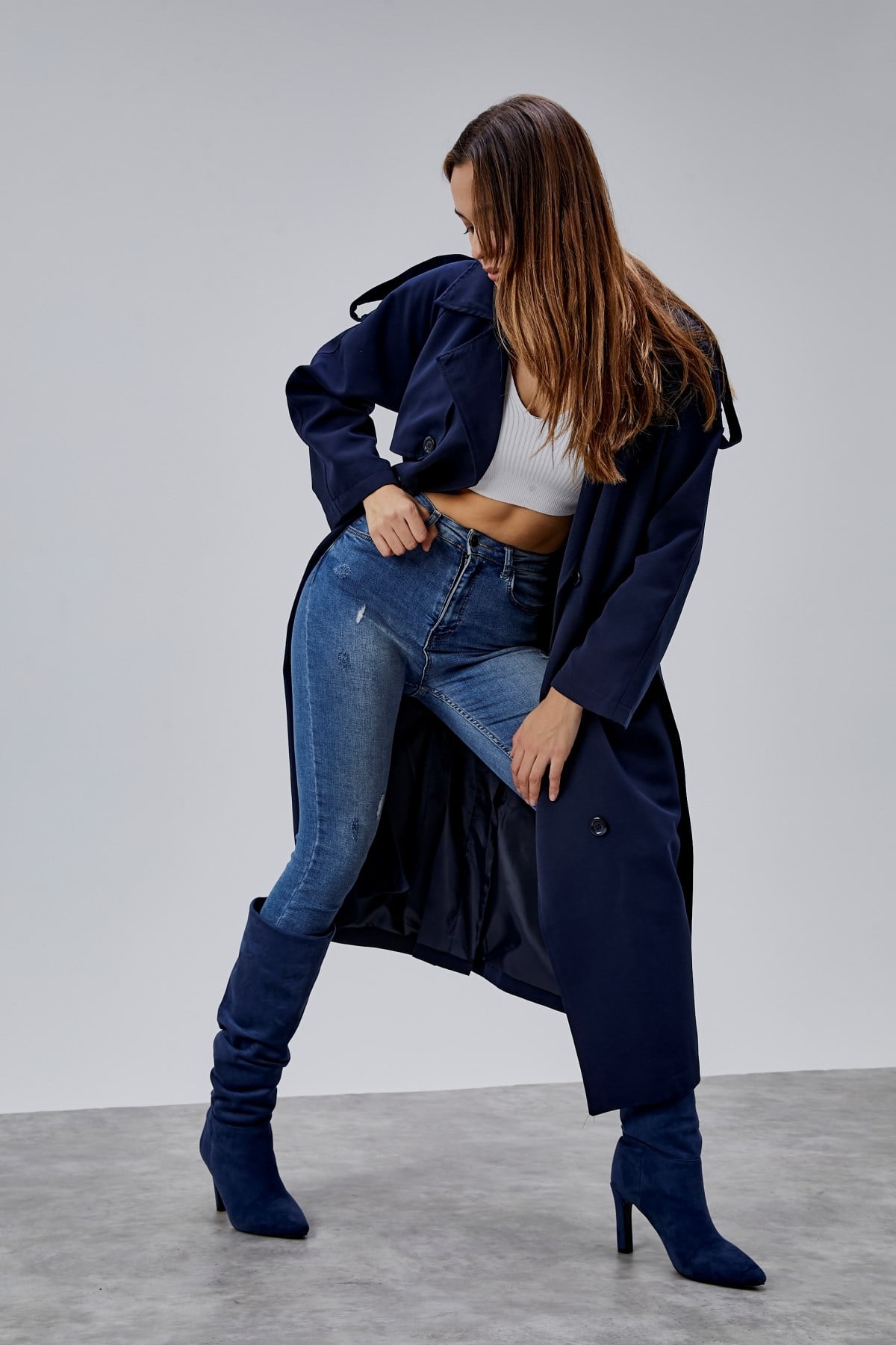 Kadın Oversize Astarlı Uzun Trençkot