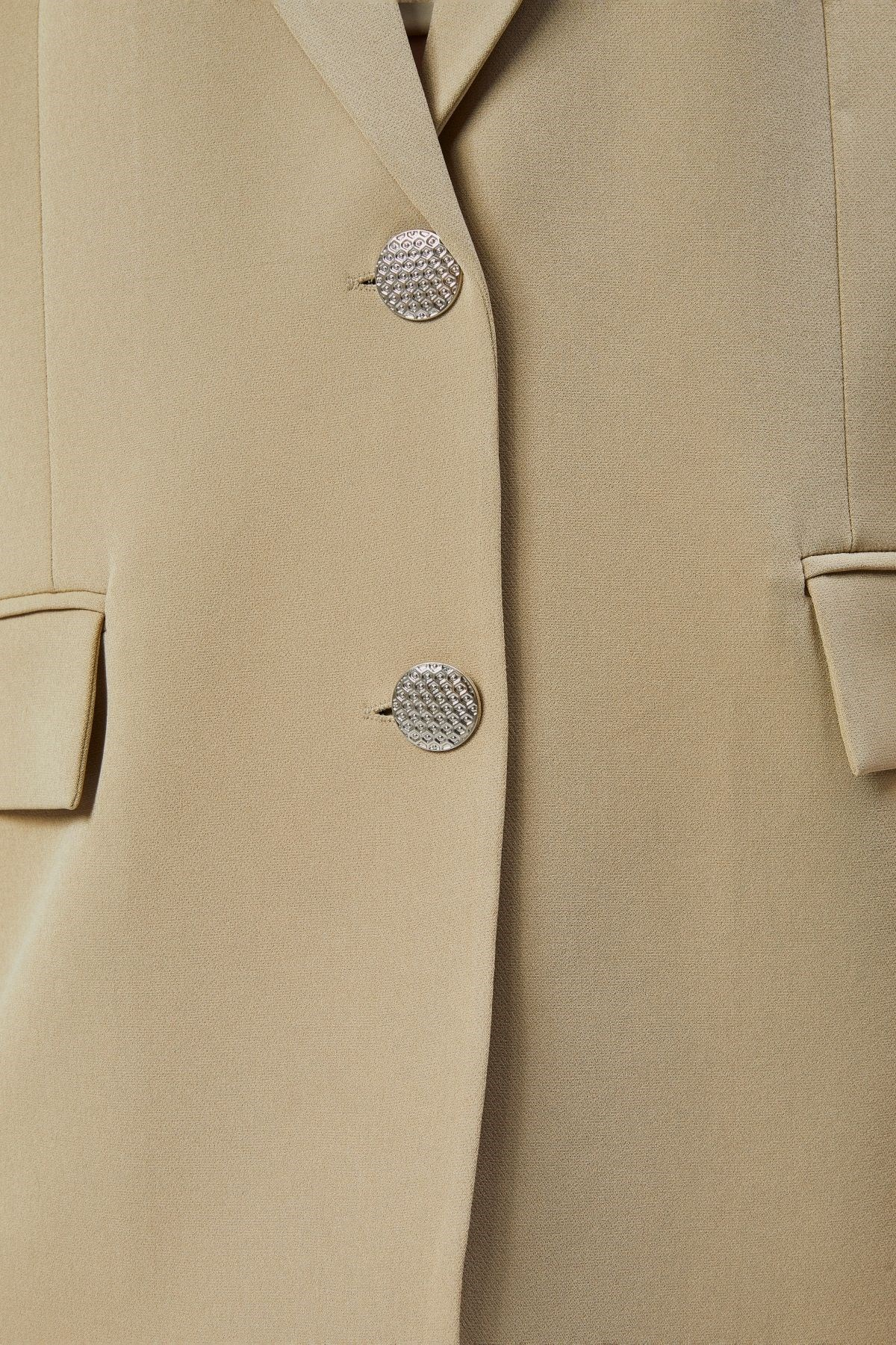 Kadın Oversize Düz Kesim Astarlı Dokuma Blazer Ceket