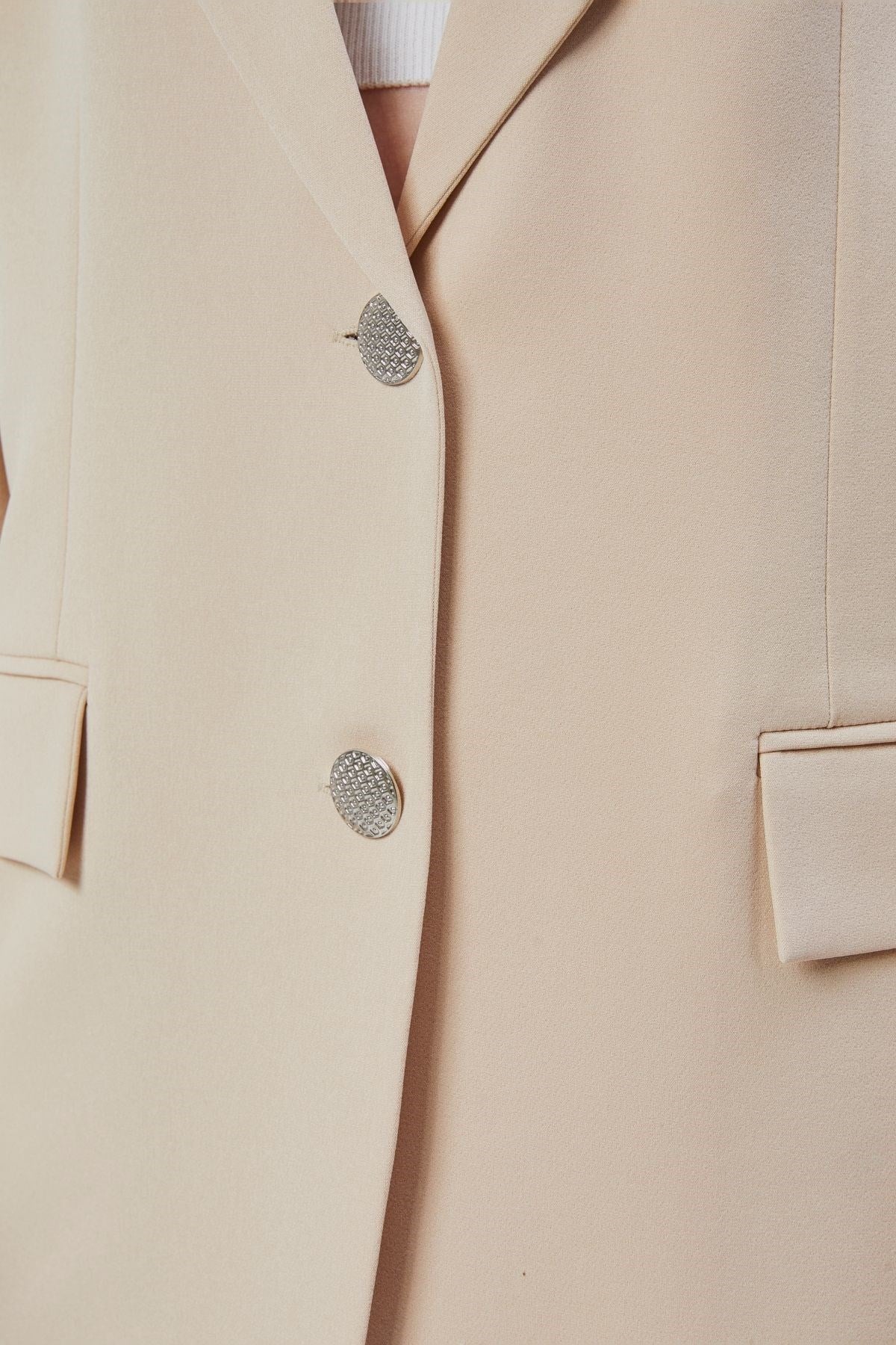 Kadın Oversize Düz Kesim Astarlı Dokuma Blazer Ceket