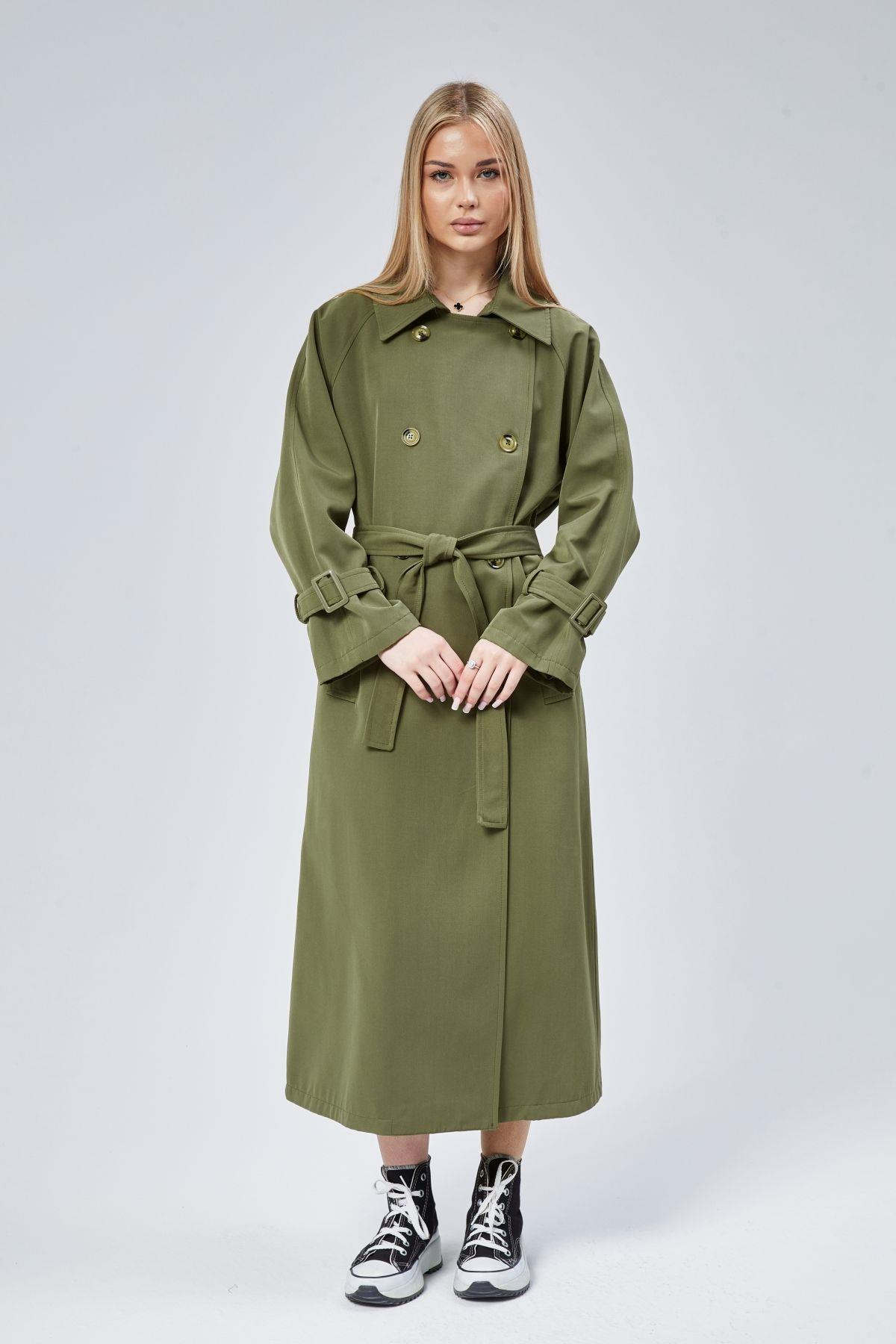 Kadın Oversize Kuşaklı Trençkot