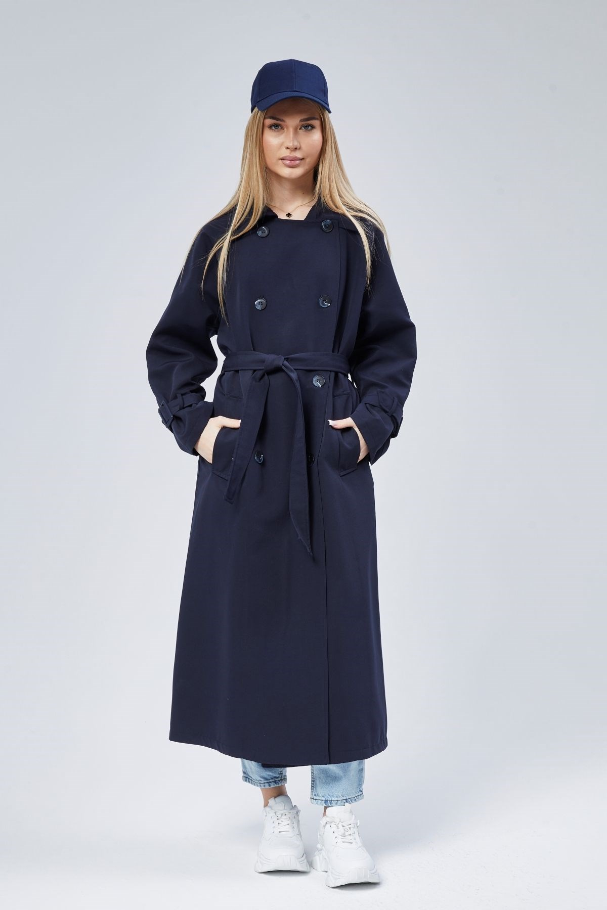 Kadın Oversize Kuşaklı Trençkot