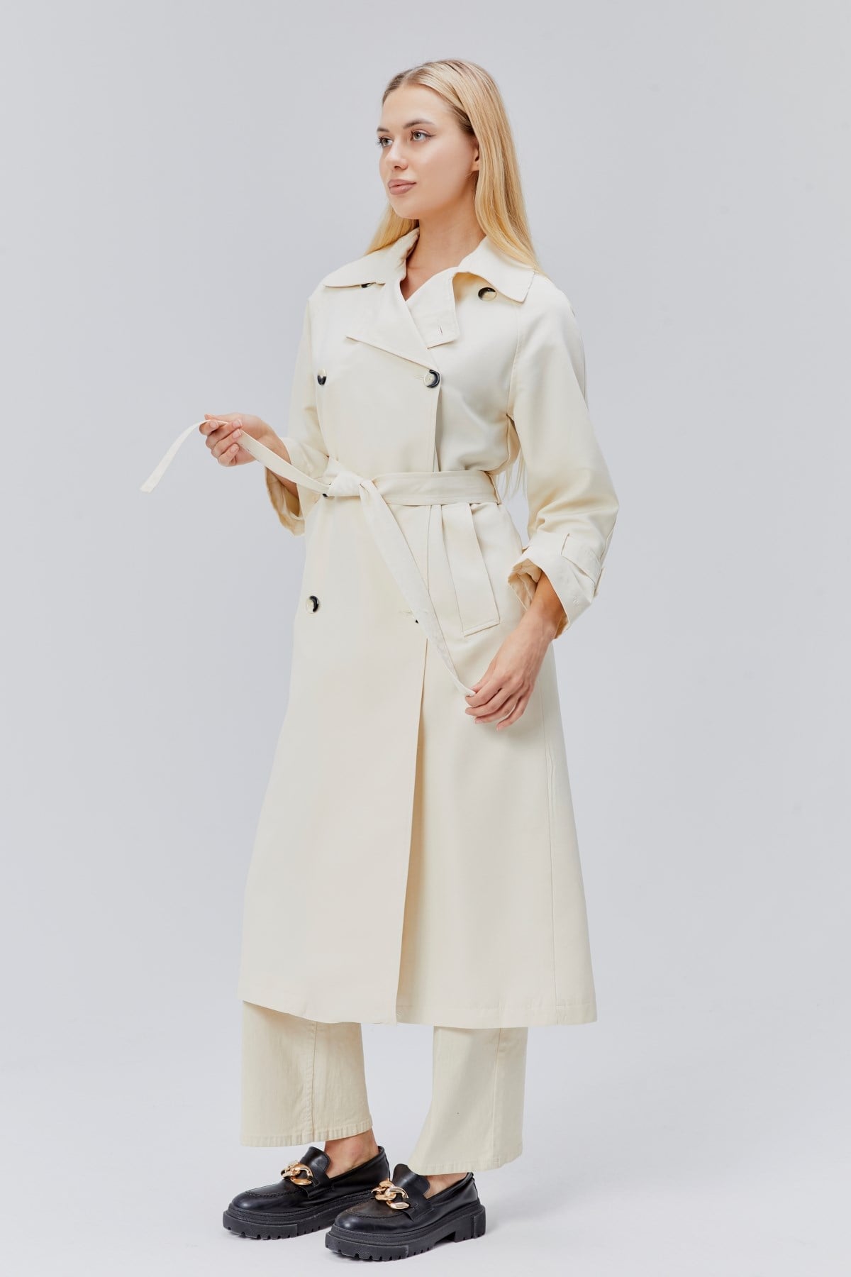 Kadın Oversize Kuşaklı Trençkot