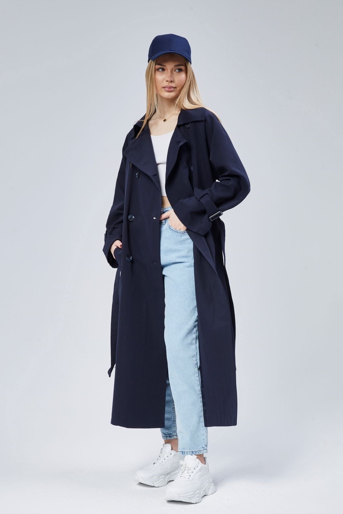 Kadın Oversize Kuşaklı Trençkot