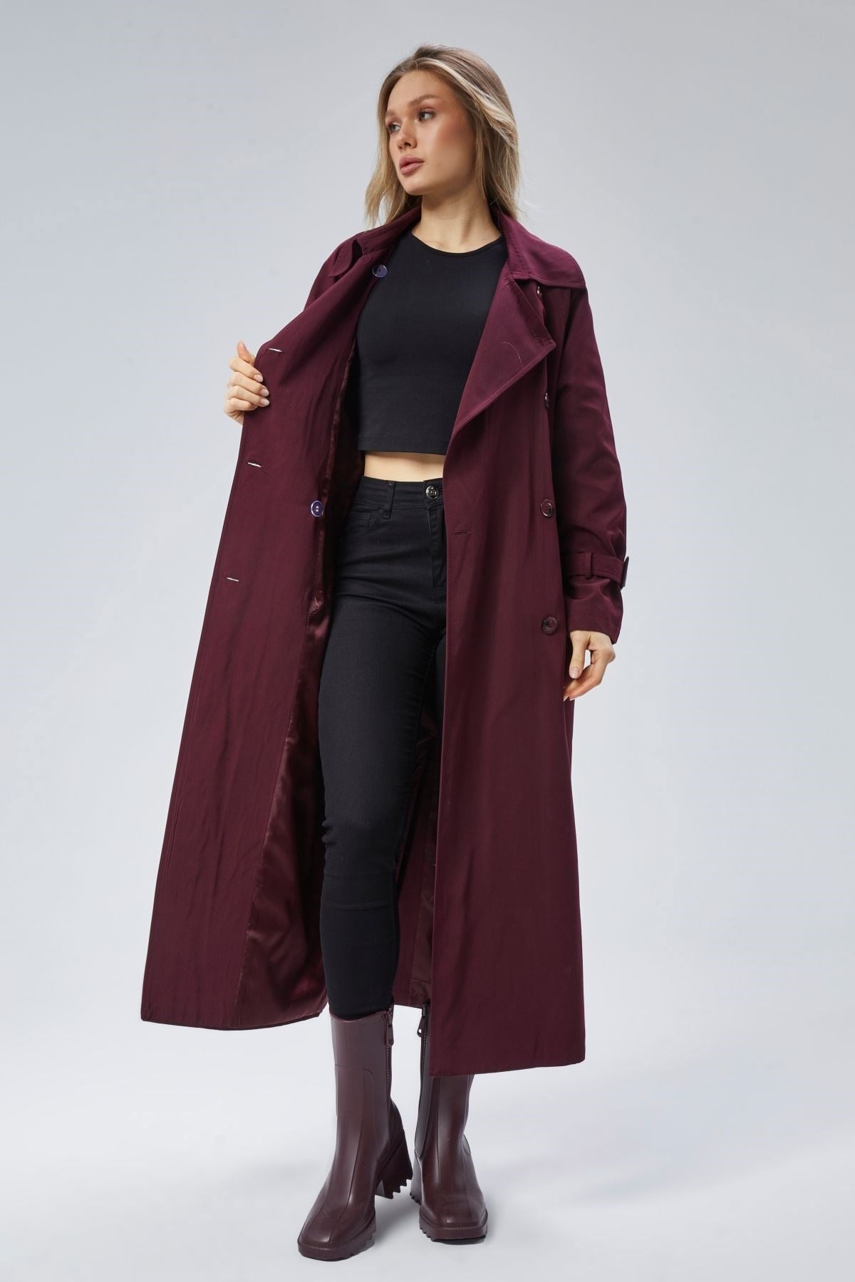 Kadın Oversize Kuşaklı Trençkot