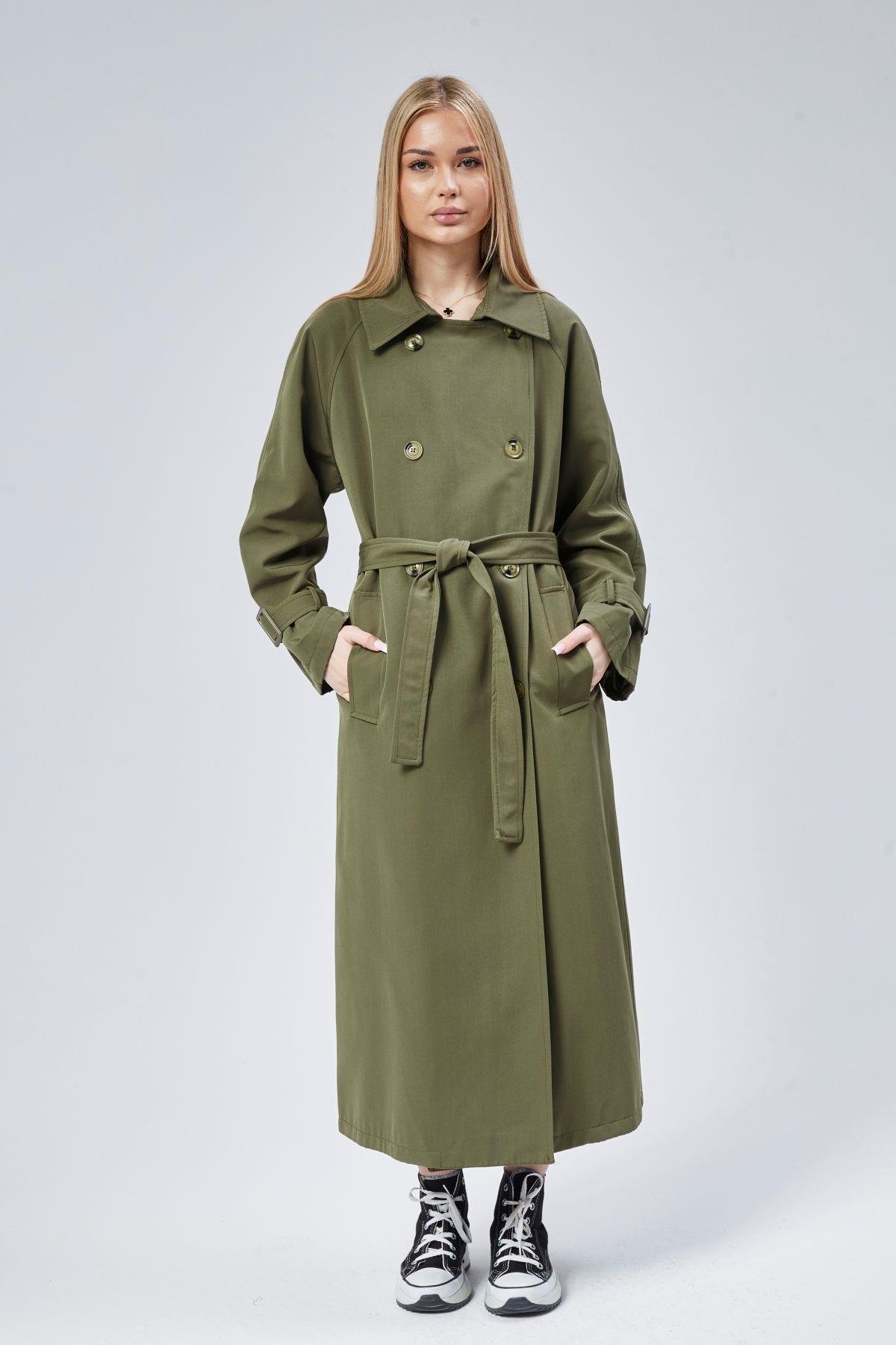 Kadın Oversize Kuşaklı Trençkot