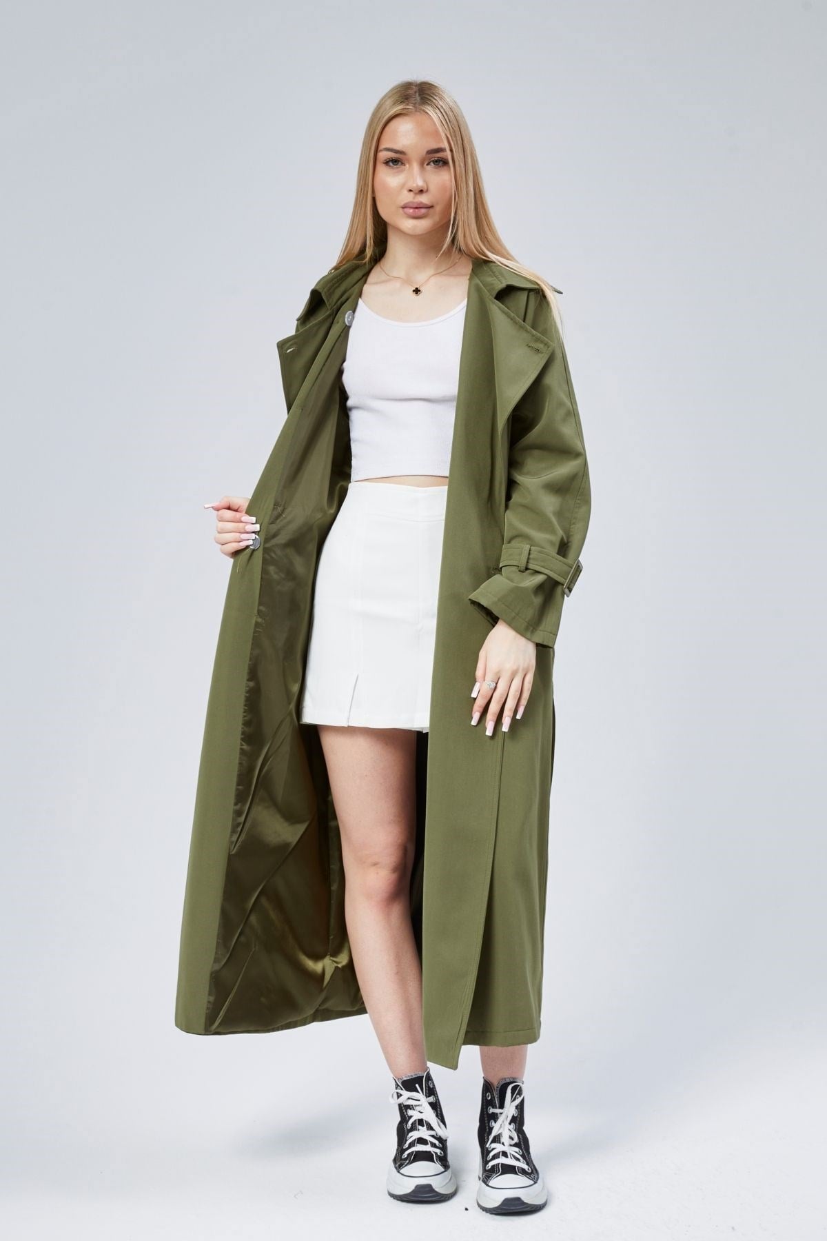 Kadın Oversize Kuşaklı Trençkot
