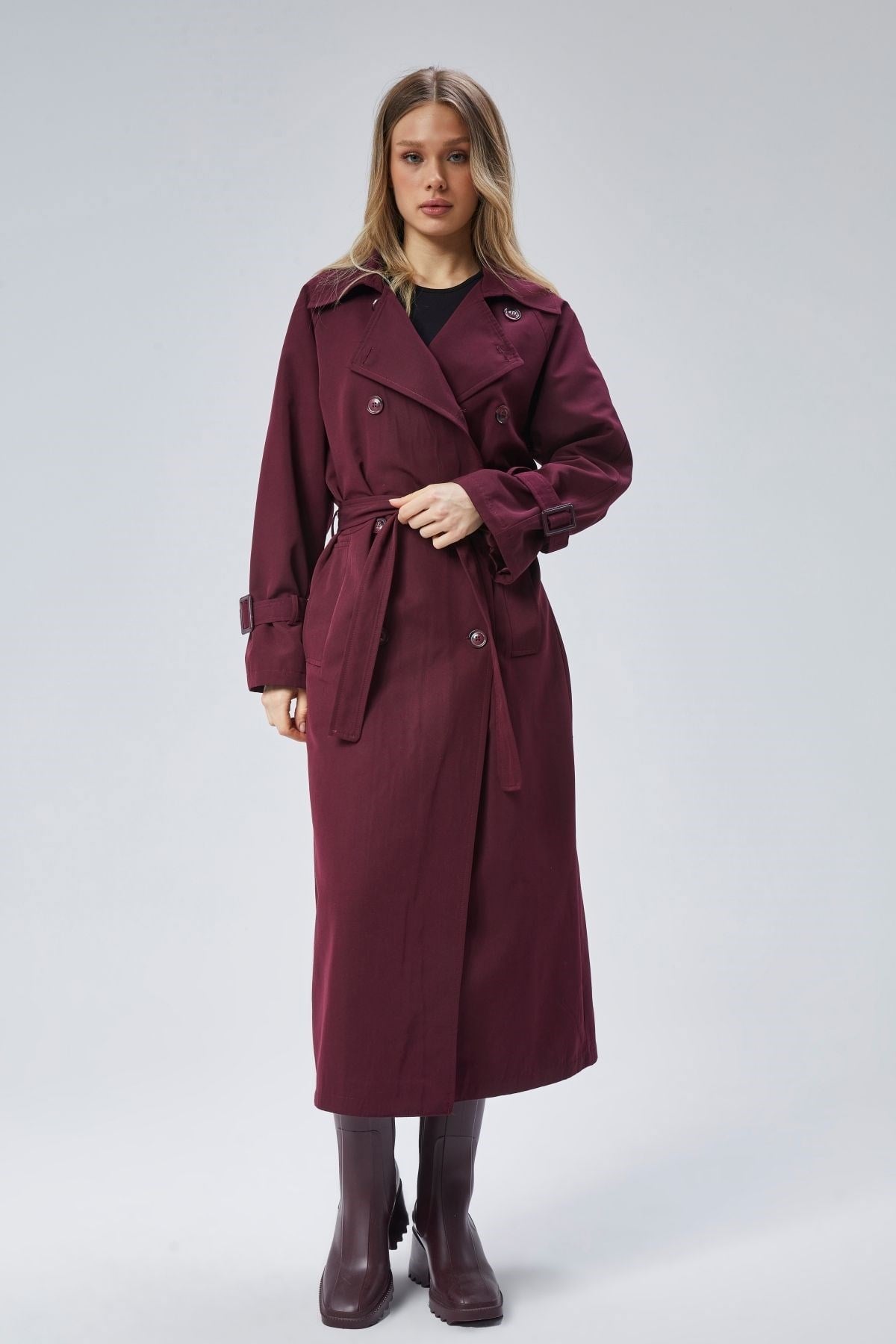 Kadın Oversize Kuşaklı Trençkot