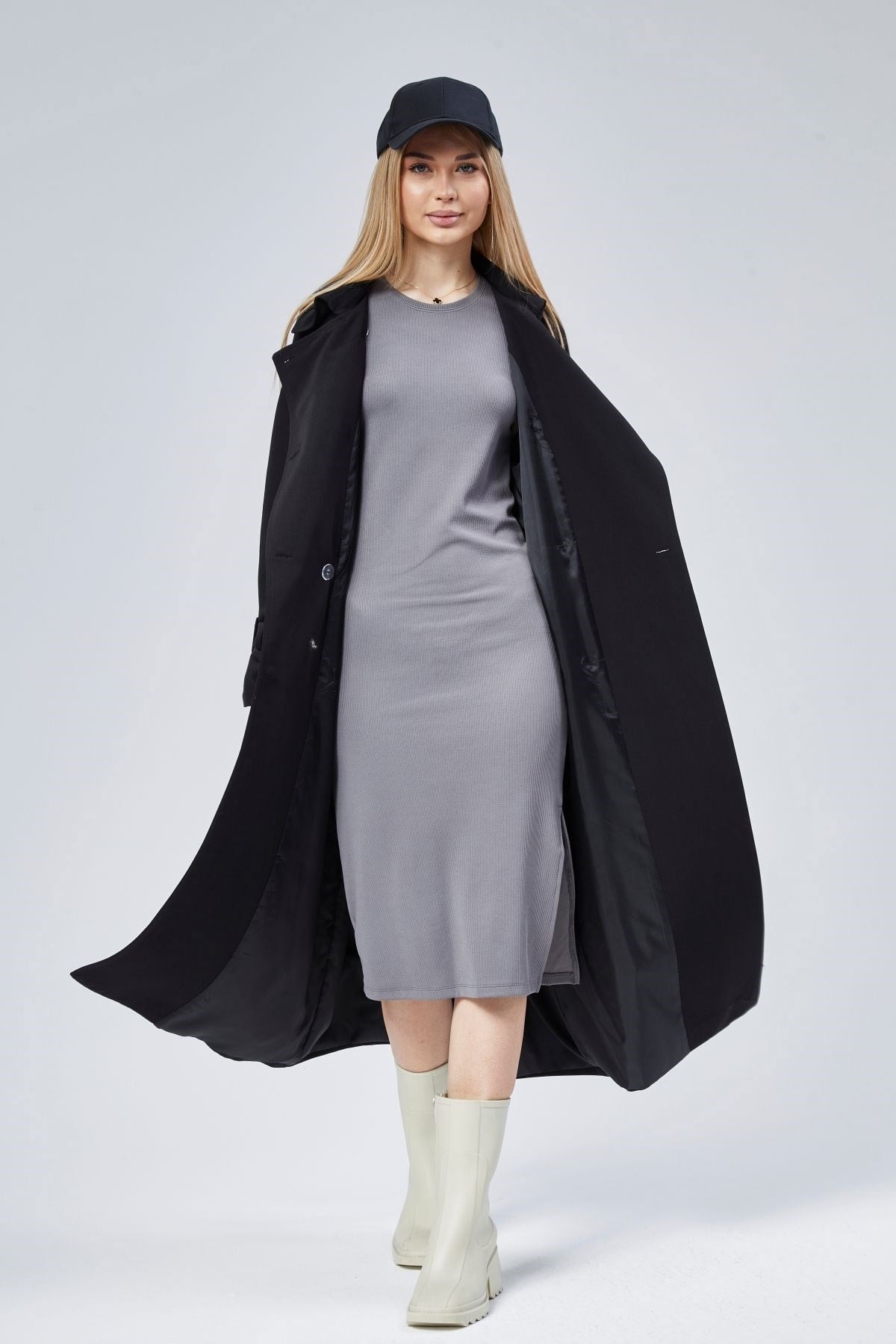 Kadın Oversize Kuşaklı Trençkot