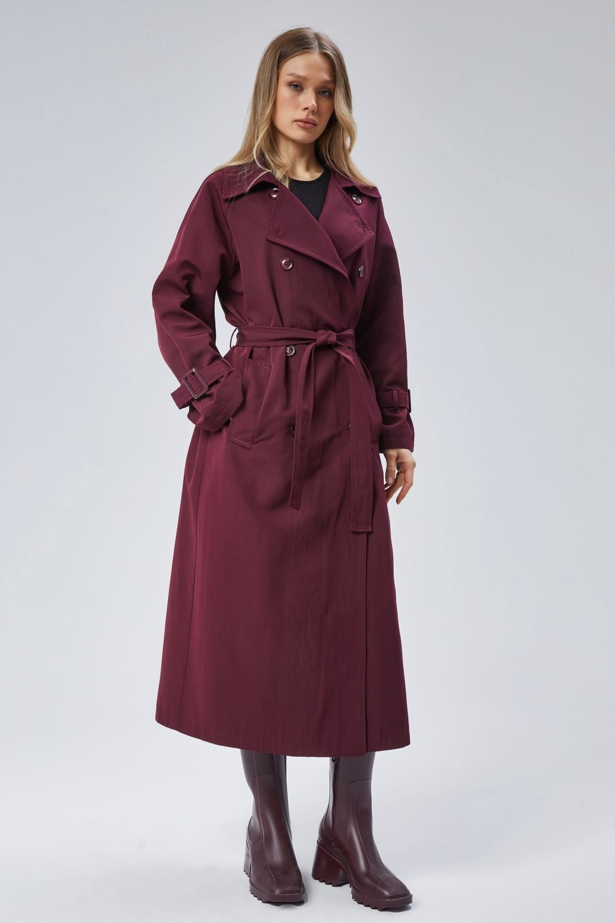 Kadın Oversize Kuşaklı Trençkot