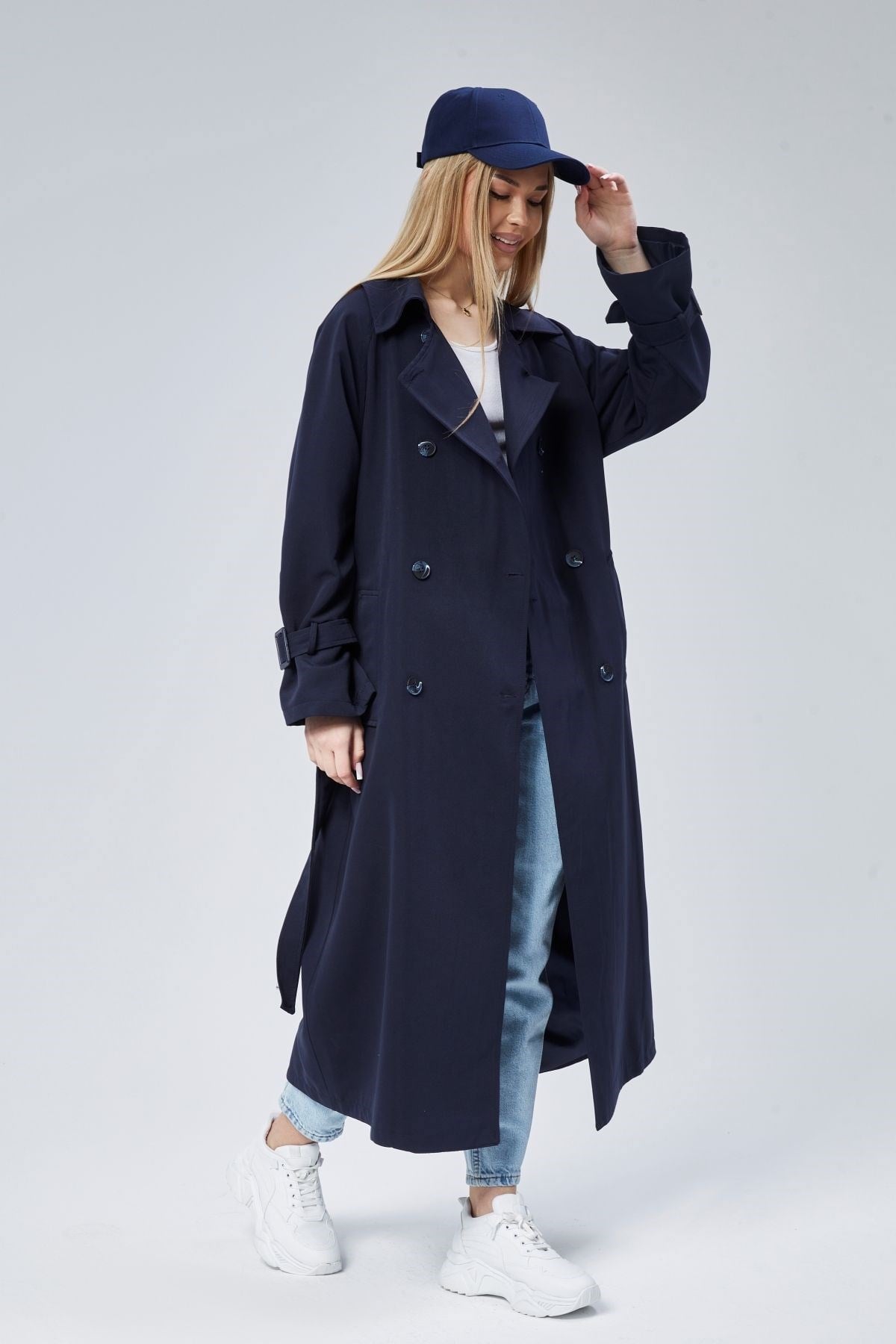 Kadın Oversize Kuşaklı Trençkot