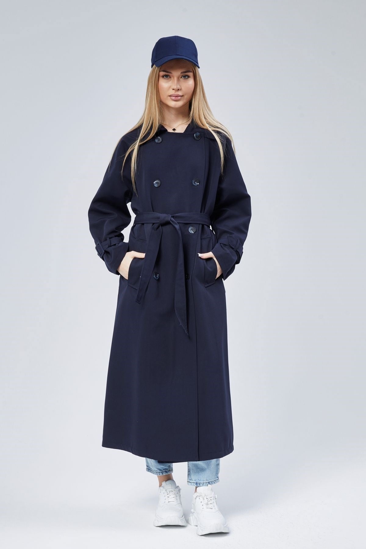 Kadın Oversize Kuşaklı Trençkot
