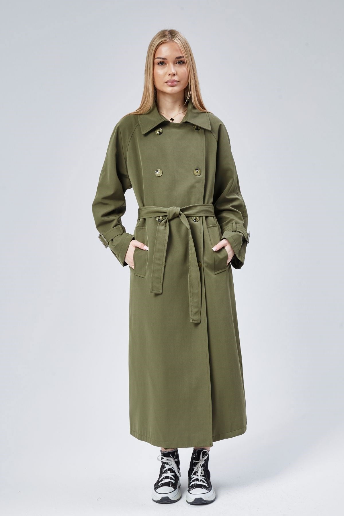 Kadın Oversize Kuşaklı Trençkot