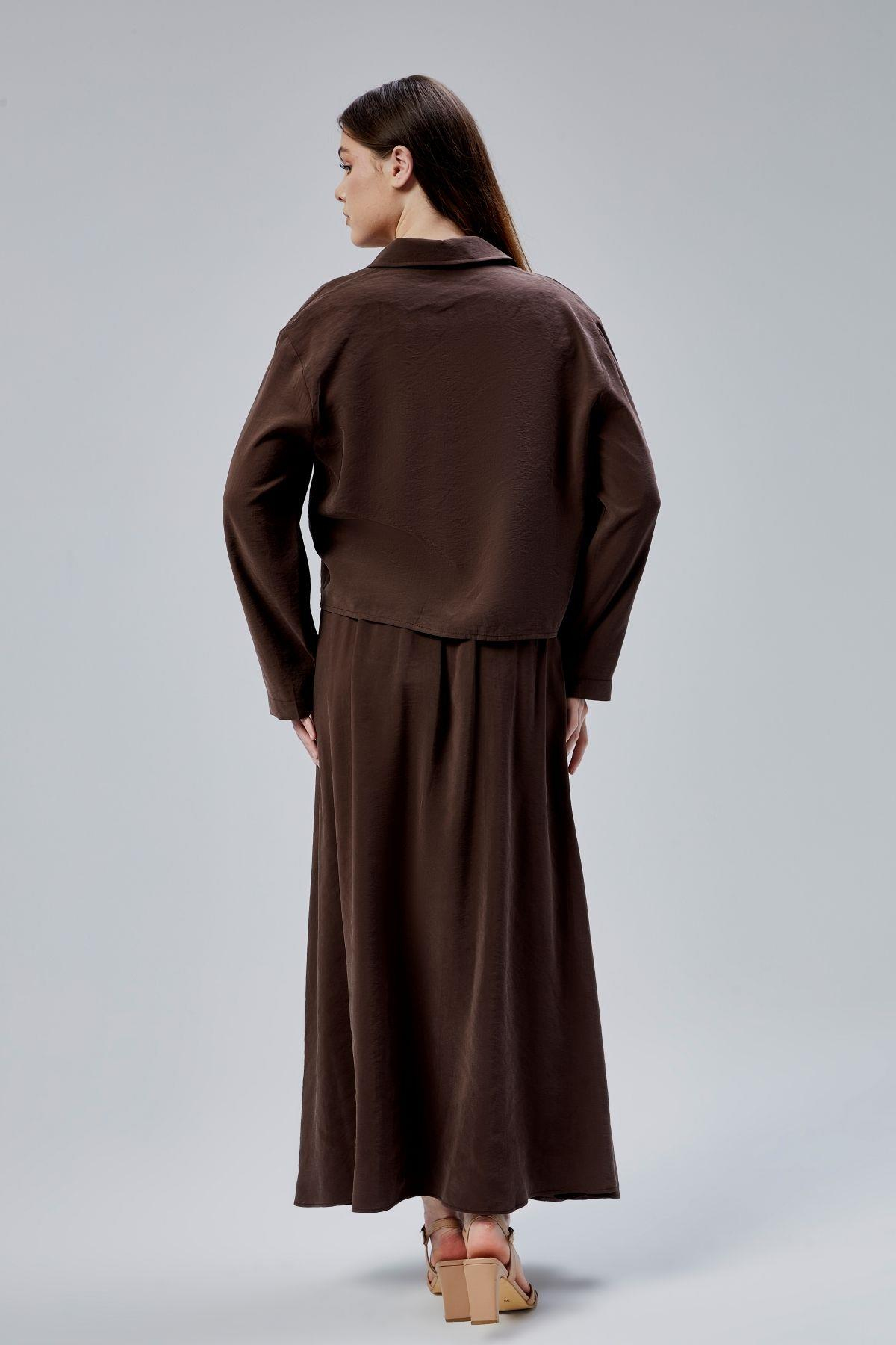 Kahverengi Oversize Gömlek