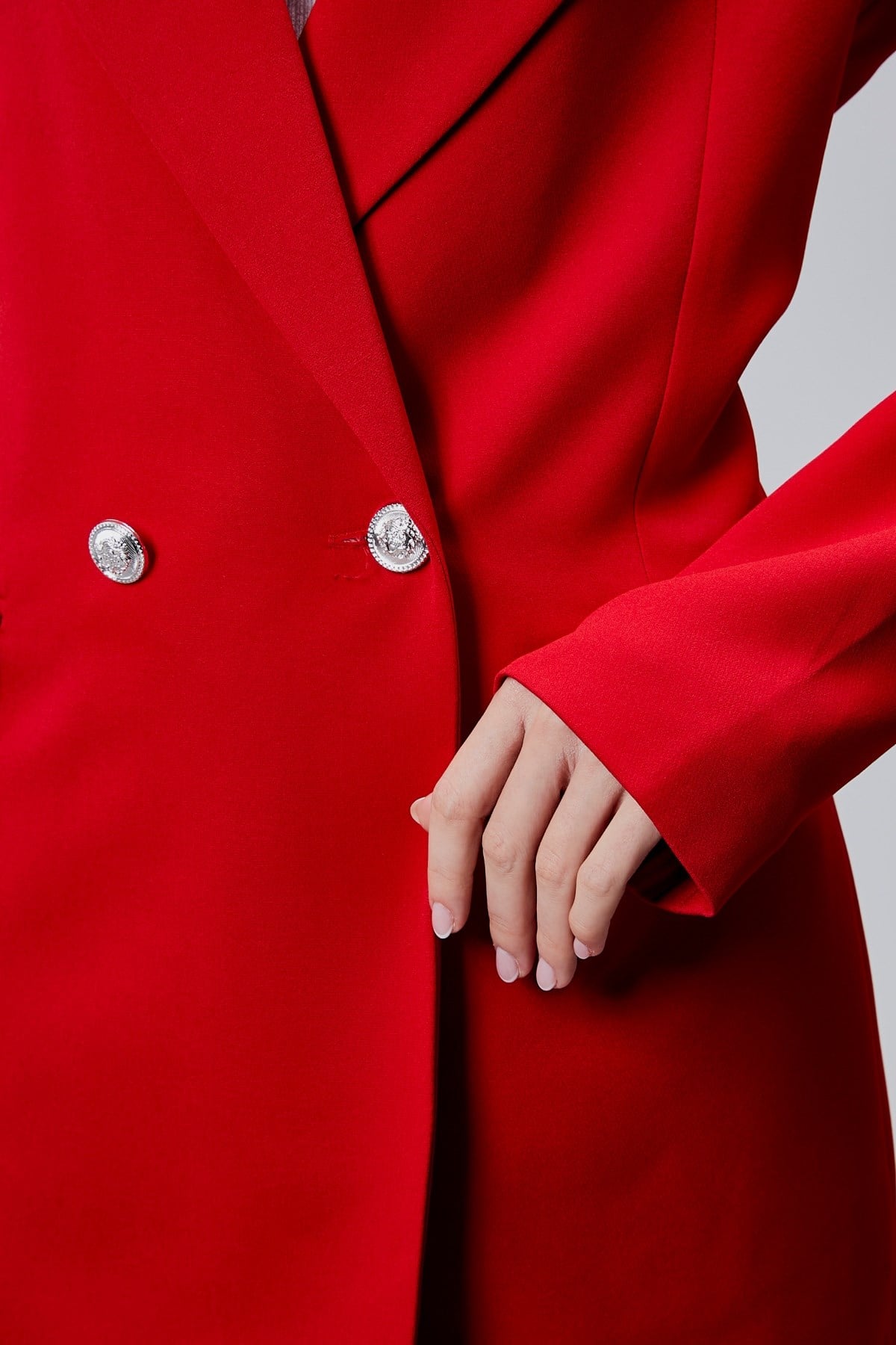 Kırmızı Oversize Dokuma Blazer Ceket