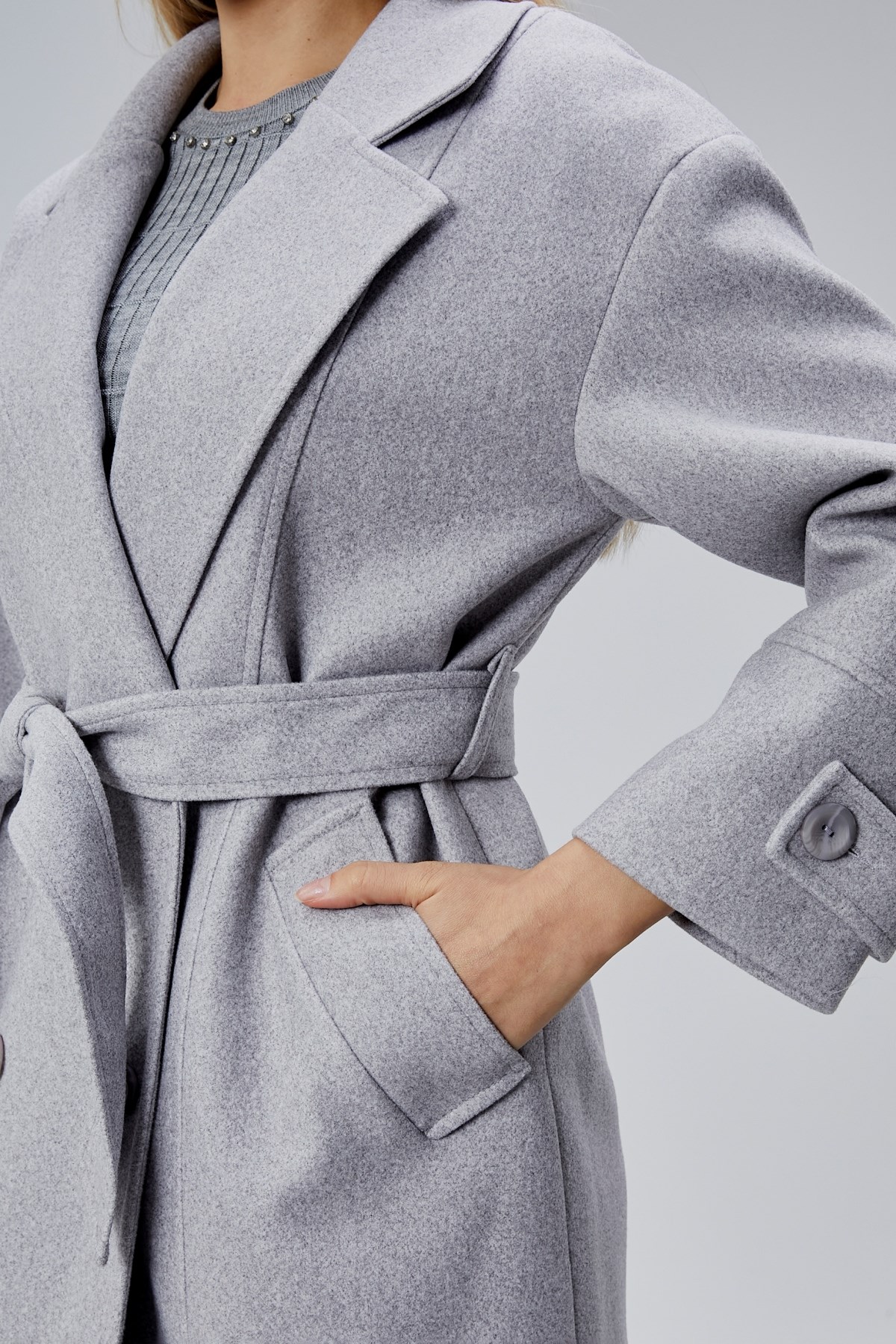 Kuşaklı Oversize Kaşe Kaban