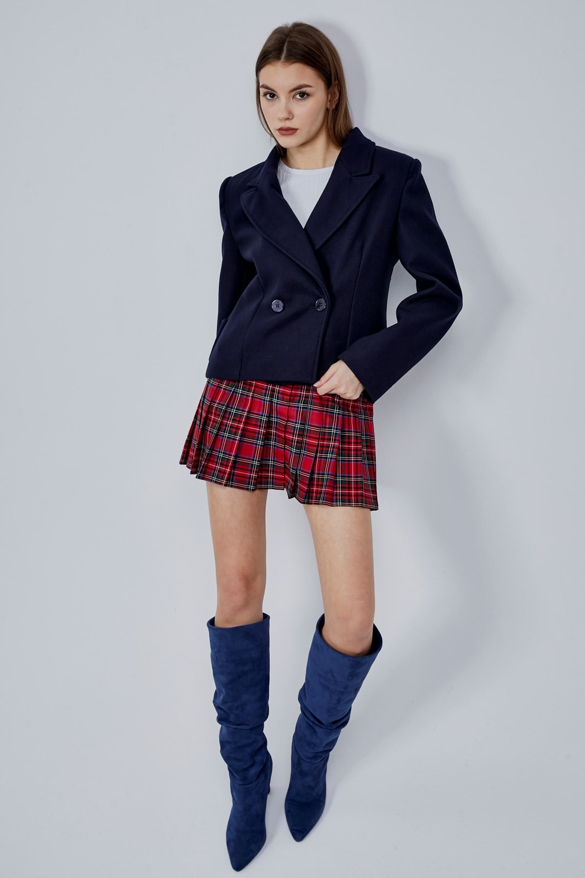 Lacivert Regular Fit Premium Kısa Kaşe Ceket